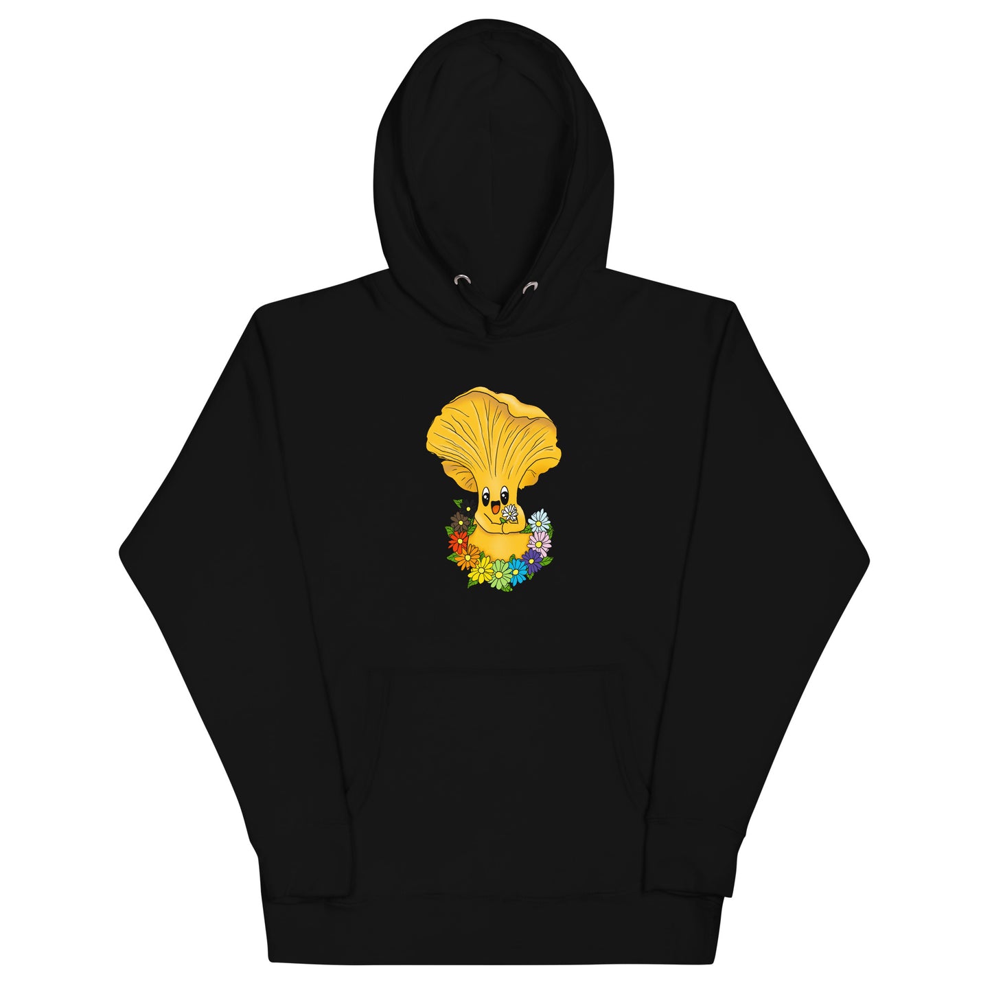 Chanterelle Mushroom w/Pride Rainbow Flowers | Unisex Hoodie | Adorable Pride Mushroom Apparel