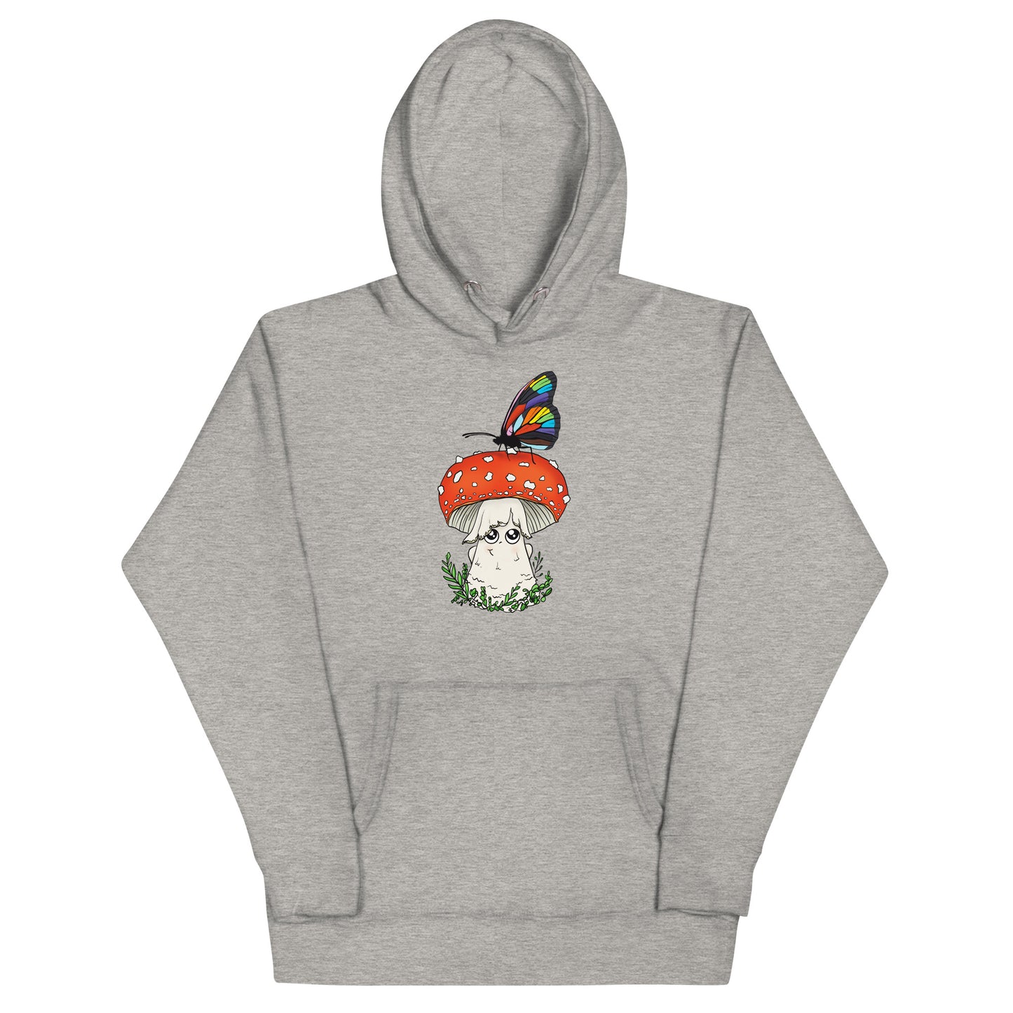 Amanita Mushroom w/Pride Rainbow Butterfly | Unisex Hoodie | Adorable Mushroom Apparel