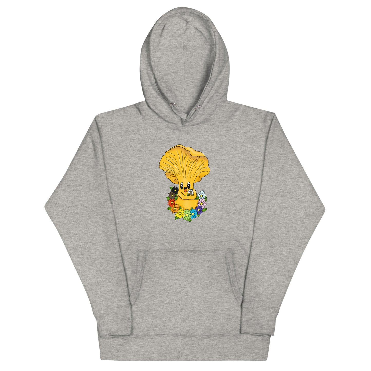 Chanterelle Mushroom w/Pride Rainbow Flowers | Unisex Hoodie | Adorable Pride Mushroom Apparel