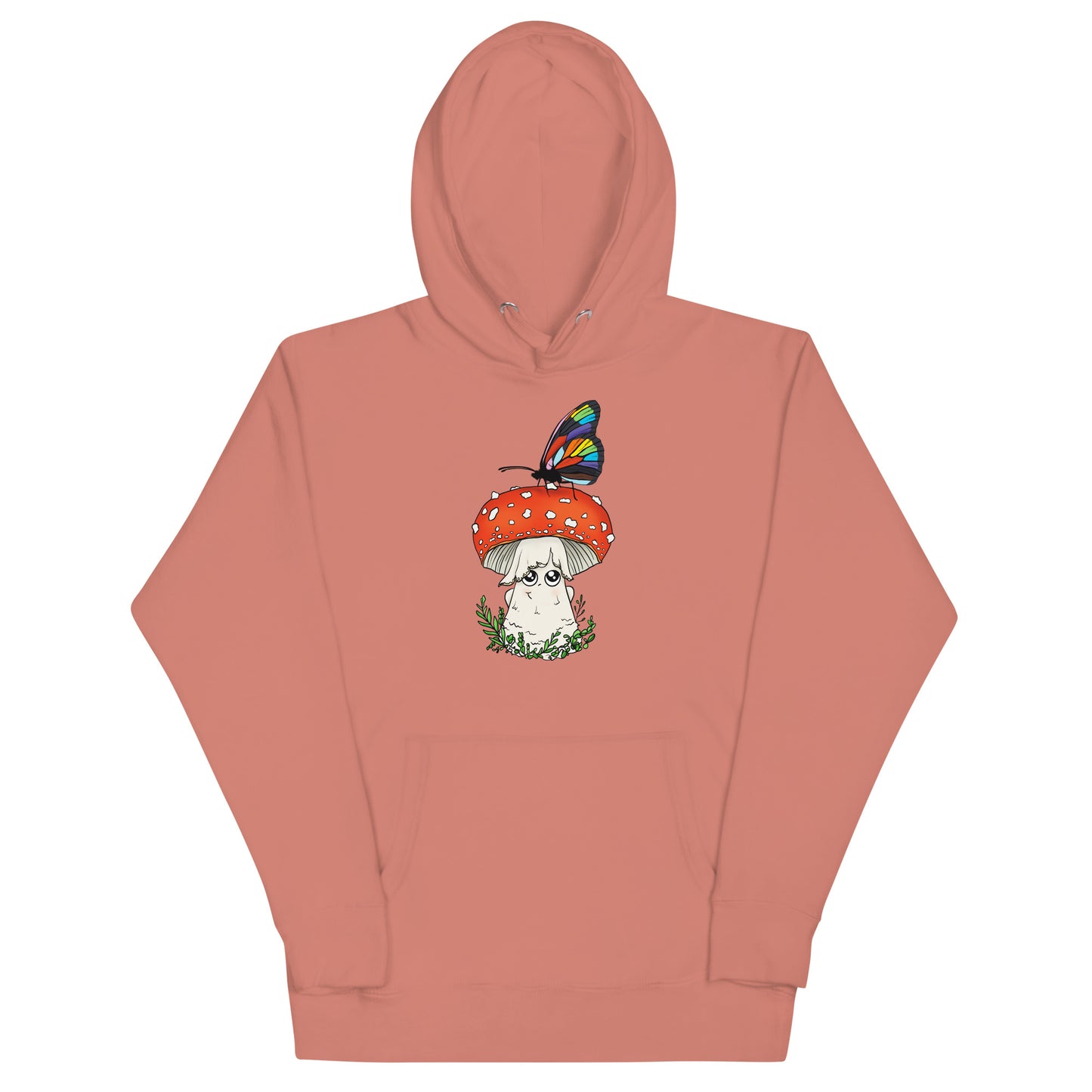 Amanita Mushroom w/Pride Rainbow Butterfly | Unisex Hoodie | Adorable Mushroom Apparel