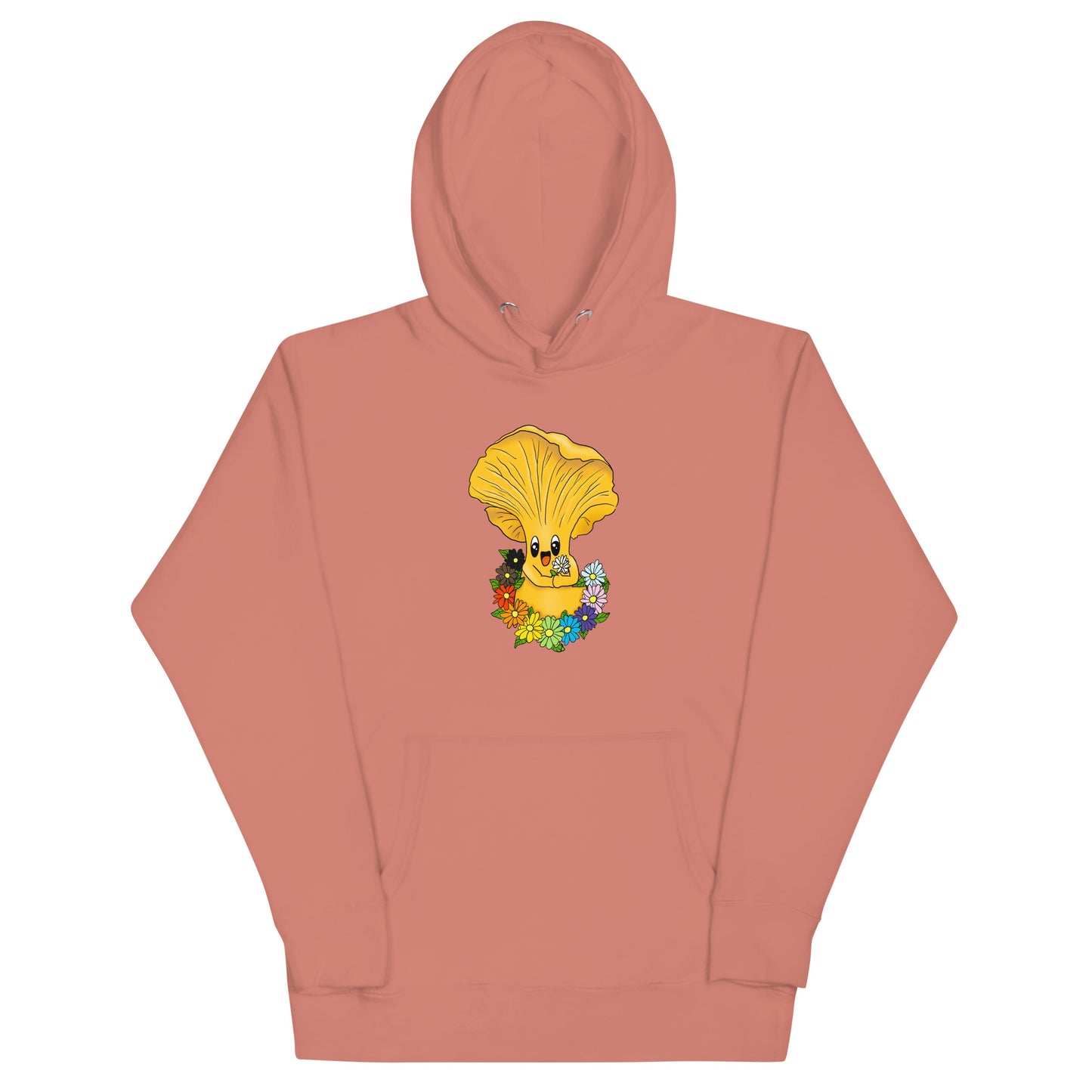 Chanterelle Mushroom w/Pride Rainbow Flowers | Unisex Hoodie | Adorable Pride Mushroom Apparel
