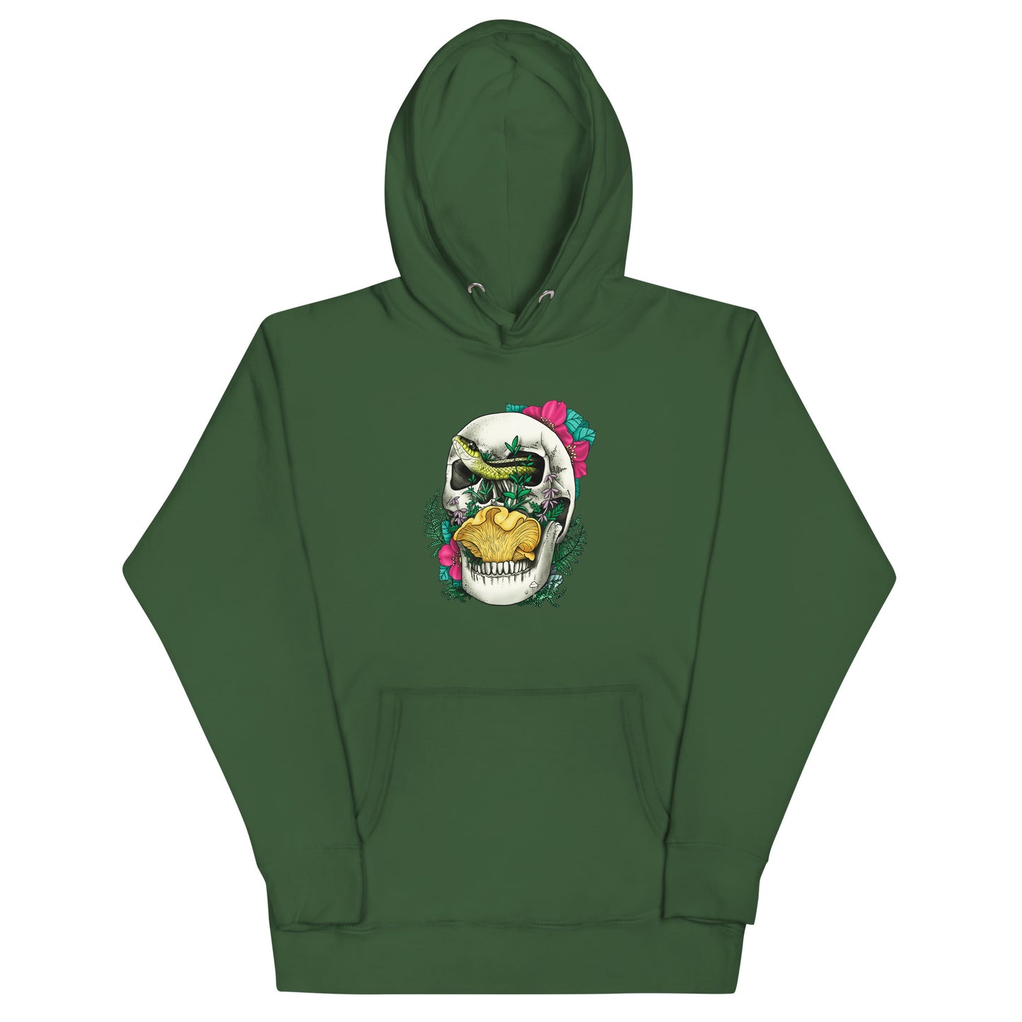 Skull, Snake and Chanterelle Mushroom | Unisex Hoodie | Morbid Mushroom Apparel