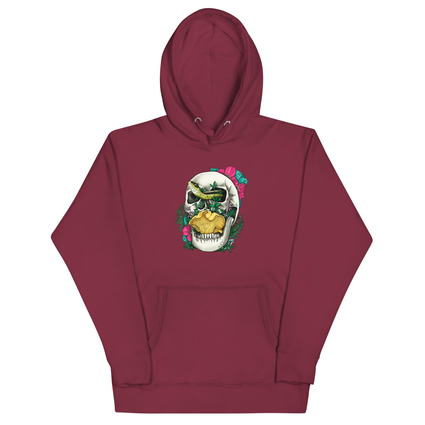 Skull, Snake and Chanterelle Mushroom | Unisex Hoodie | Morbid Mushroom Apparel