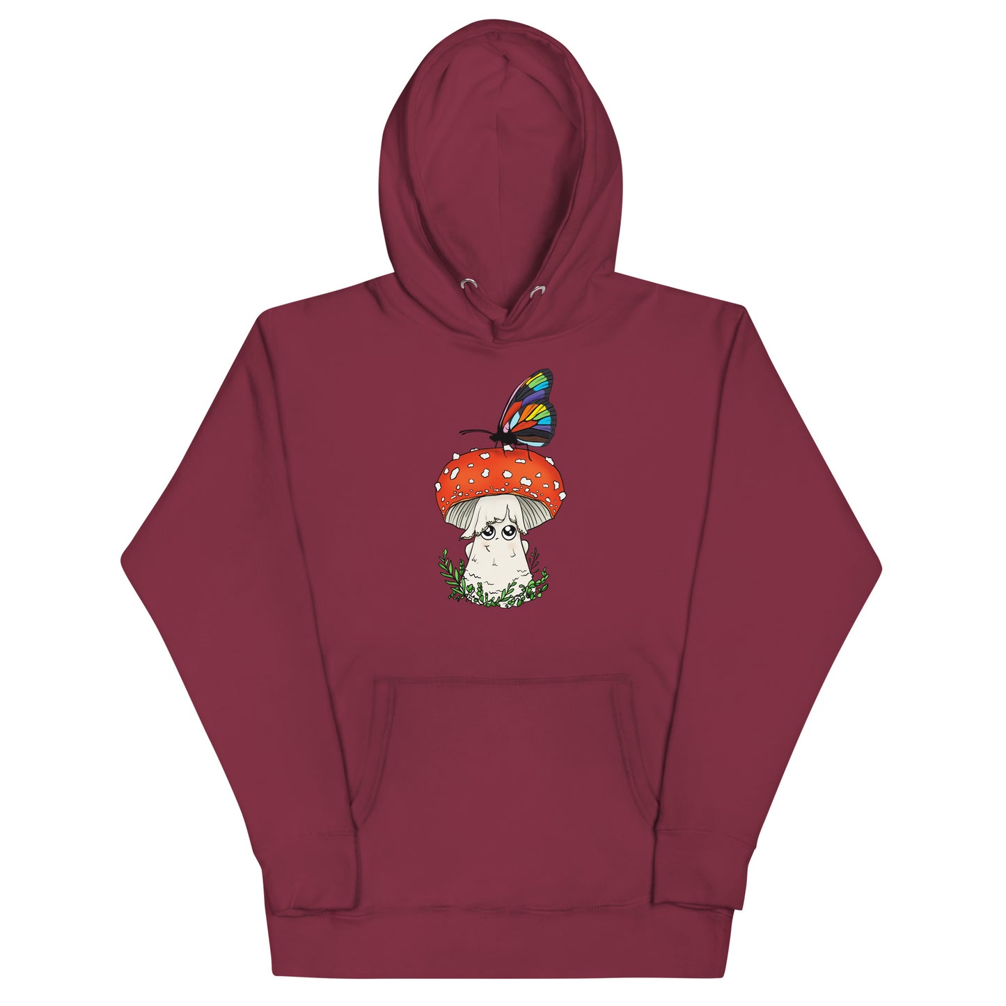 Amanita Mushroom w/Pride Rainbow Butterfly | Unisex Hoodie | Adorable Mushroom Apparel
