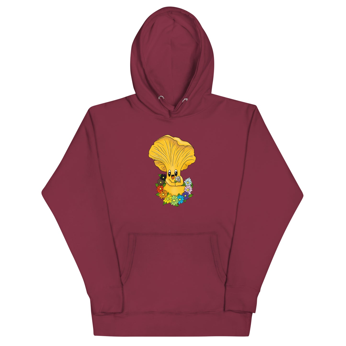 Chanterelle Mushroom w/Pride Rainbow Flowers | Unisex Hoodie | Adorable Pride Mushroom Apparel