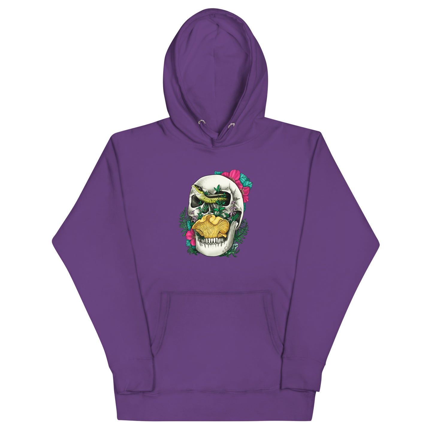 Skull, Snake and Chanterelle Mushroom | Unisex Hoodie | Morbid Mushroom Apparel
