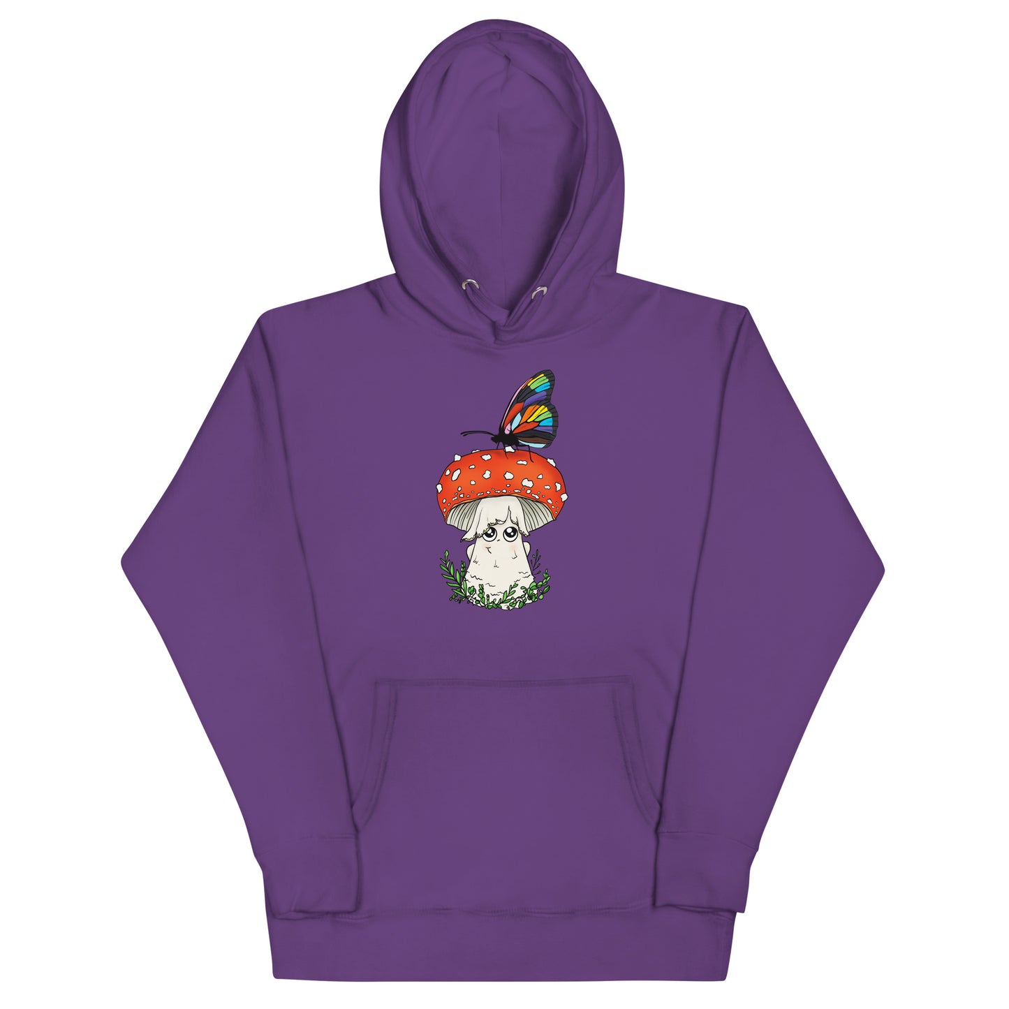 Amanita Mushroom w/Pride Rainbow Butterfly | Unisex Hoodie | Adorable Mushroom Apparel