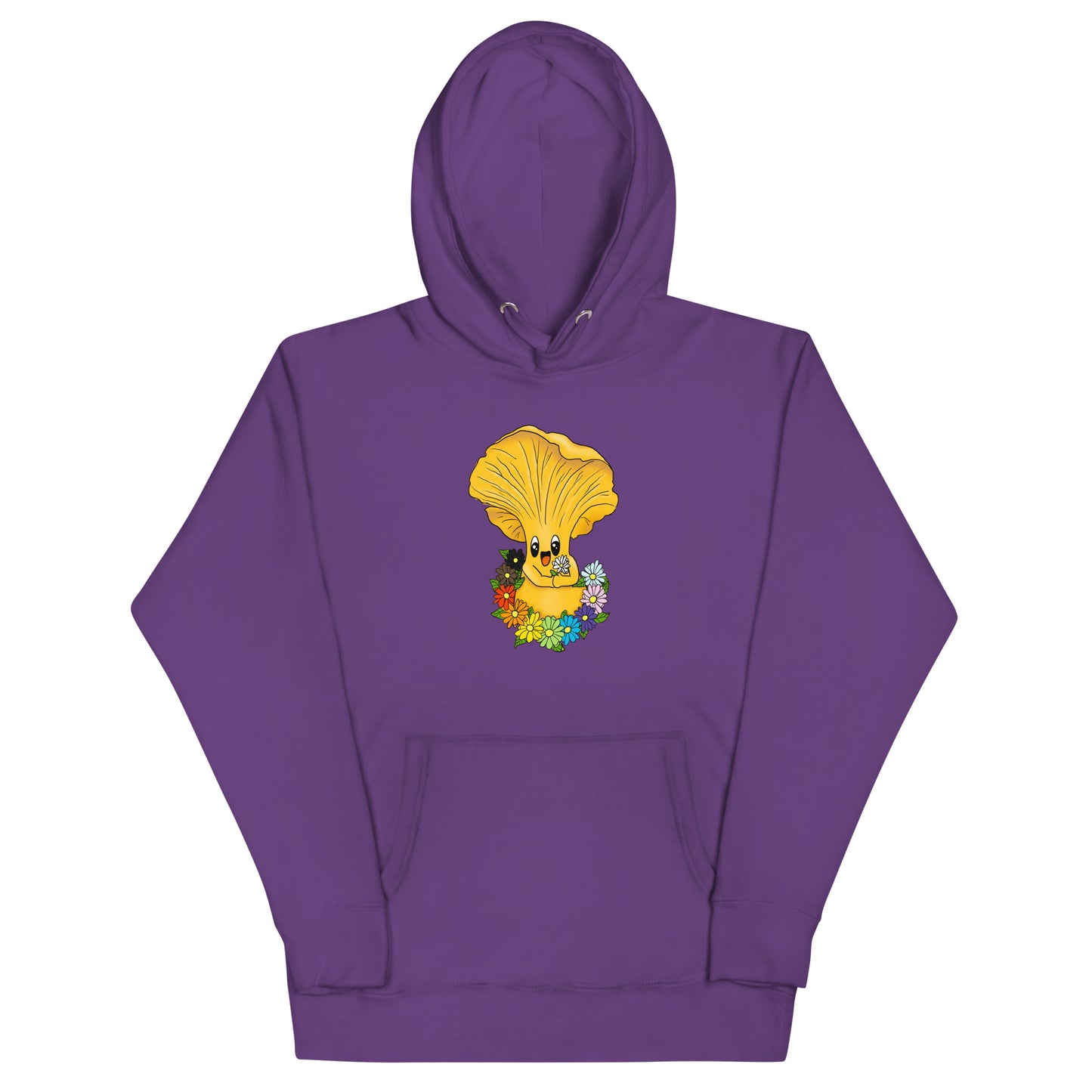 Chanterelle Mushroom w/Pride Rainbow Flowers | Unisex Hoodie | Adorable Pride Mushroom Apparel