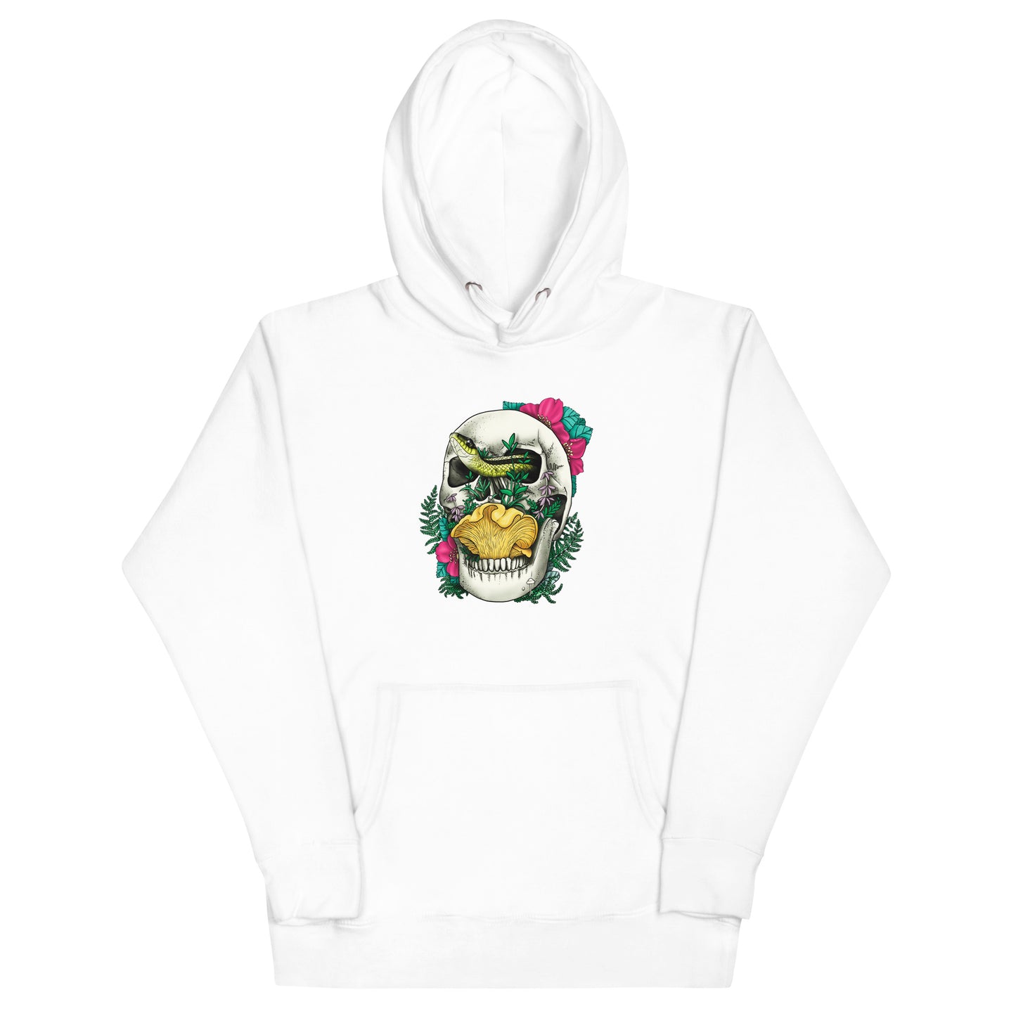 Skull, Snake and Chanterelle Mushroom | Unisex Hoodie | Morbid Mushroom Apparel
