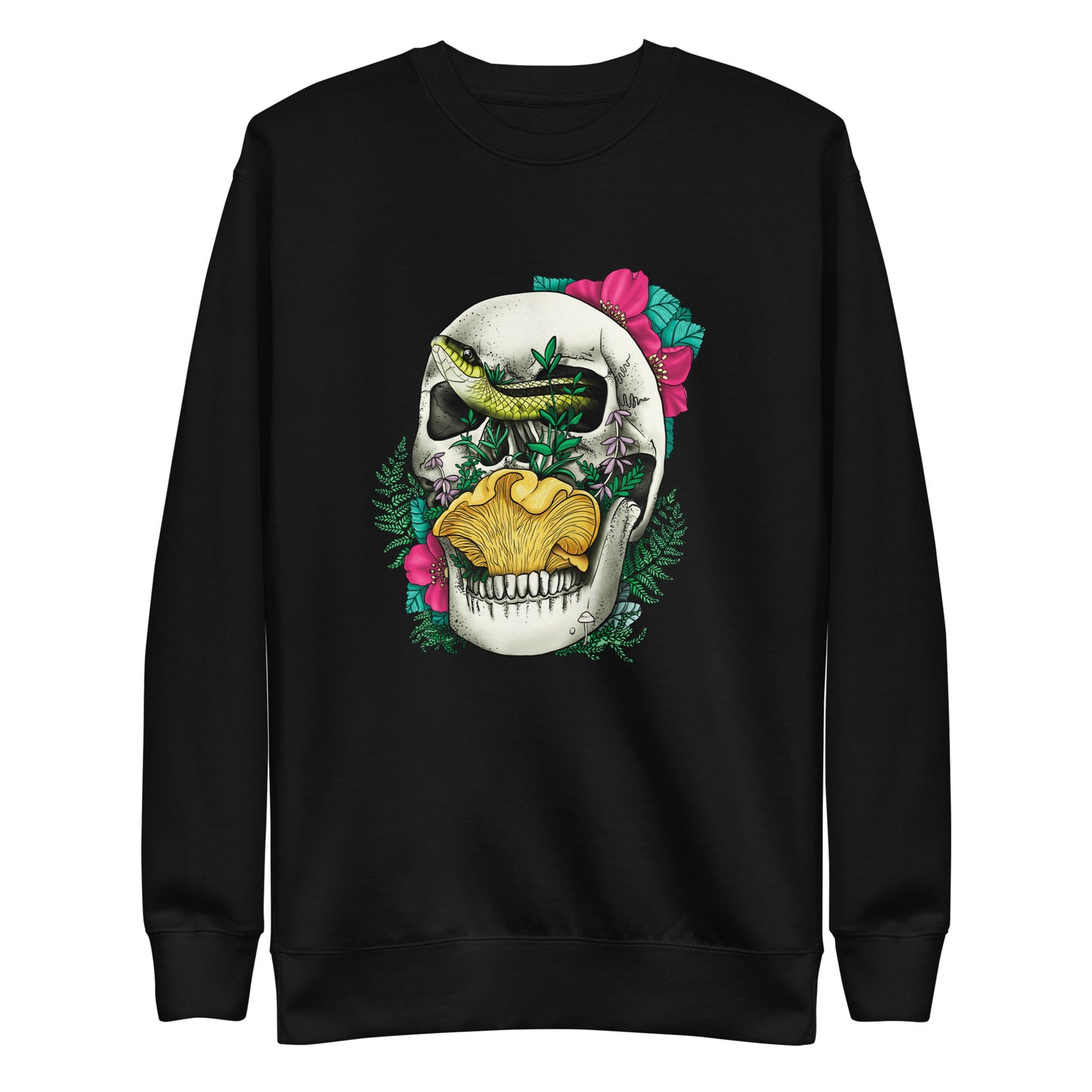 Skull, Snake and Chanterelle Mushroom | Unisex Sweatshirt | Morbid Mushroom Apparel