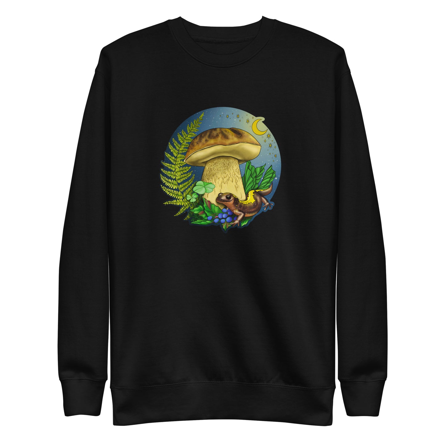 Porcini Mushroom and Salamander | Unisex Premium Sweatshirt | Beautiful Mushroom Apparel