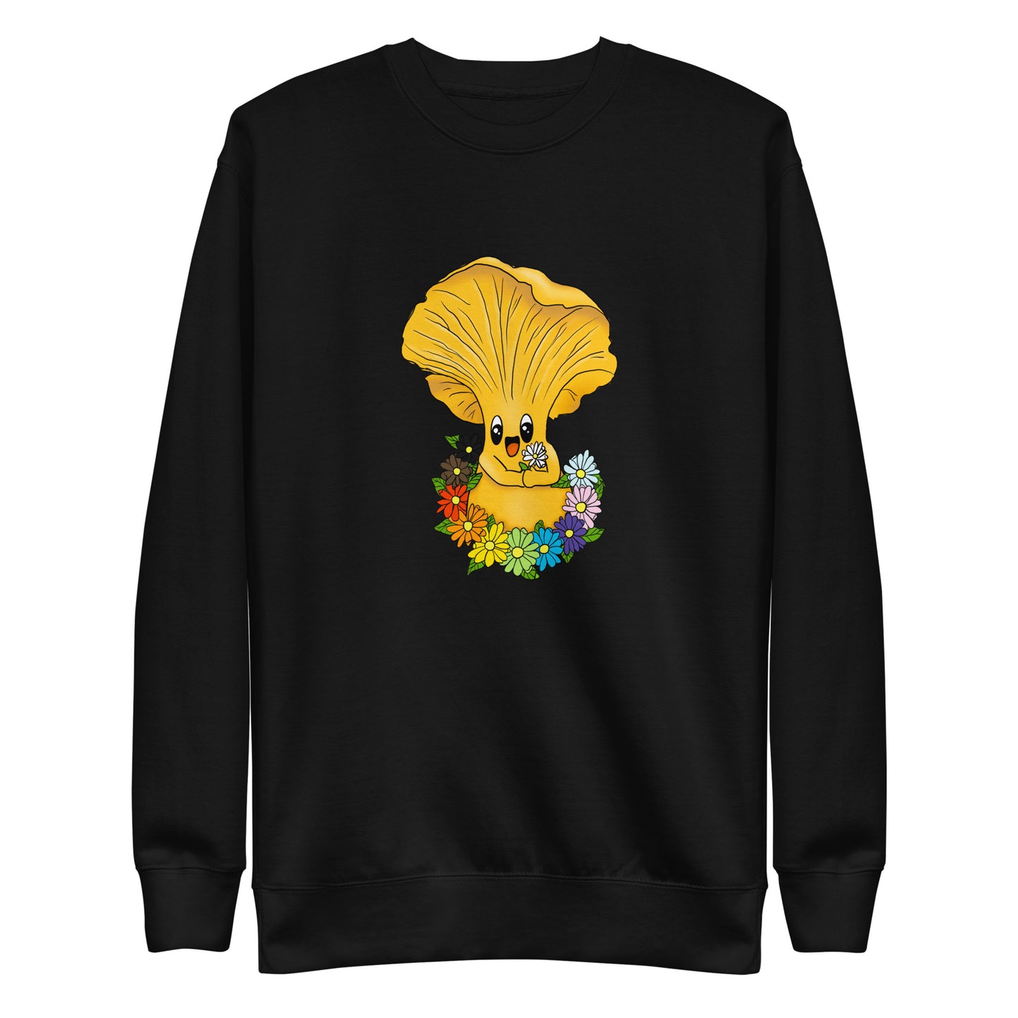 Chanterelle Mushroom w/Pride Rainbow Flowers | Unisex Sweatshirt | Adorable Pride Mushroom Apparel