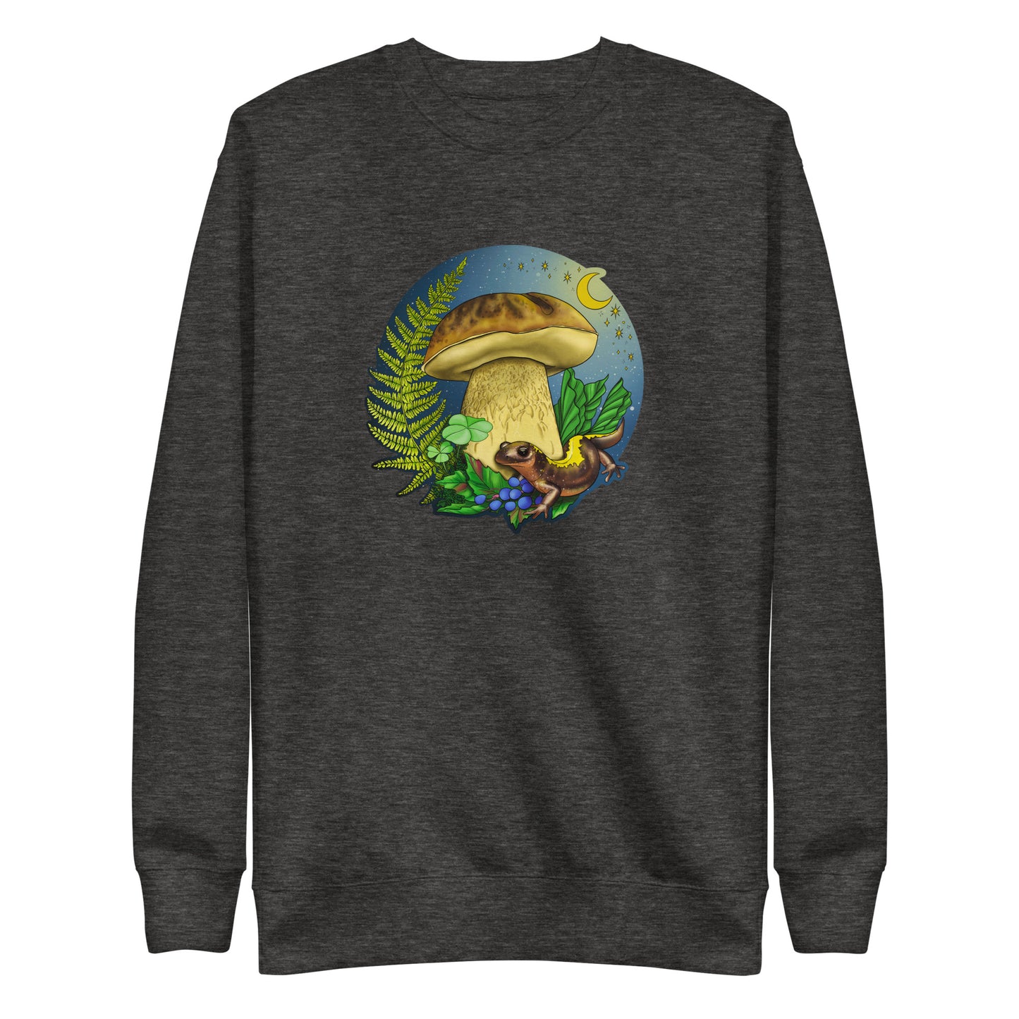 Porcini Mushroom and Salamander | Unisex Premium Sweatshirt | Beautiful Mushroom Apparel