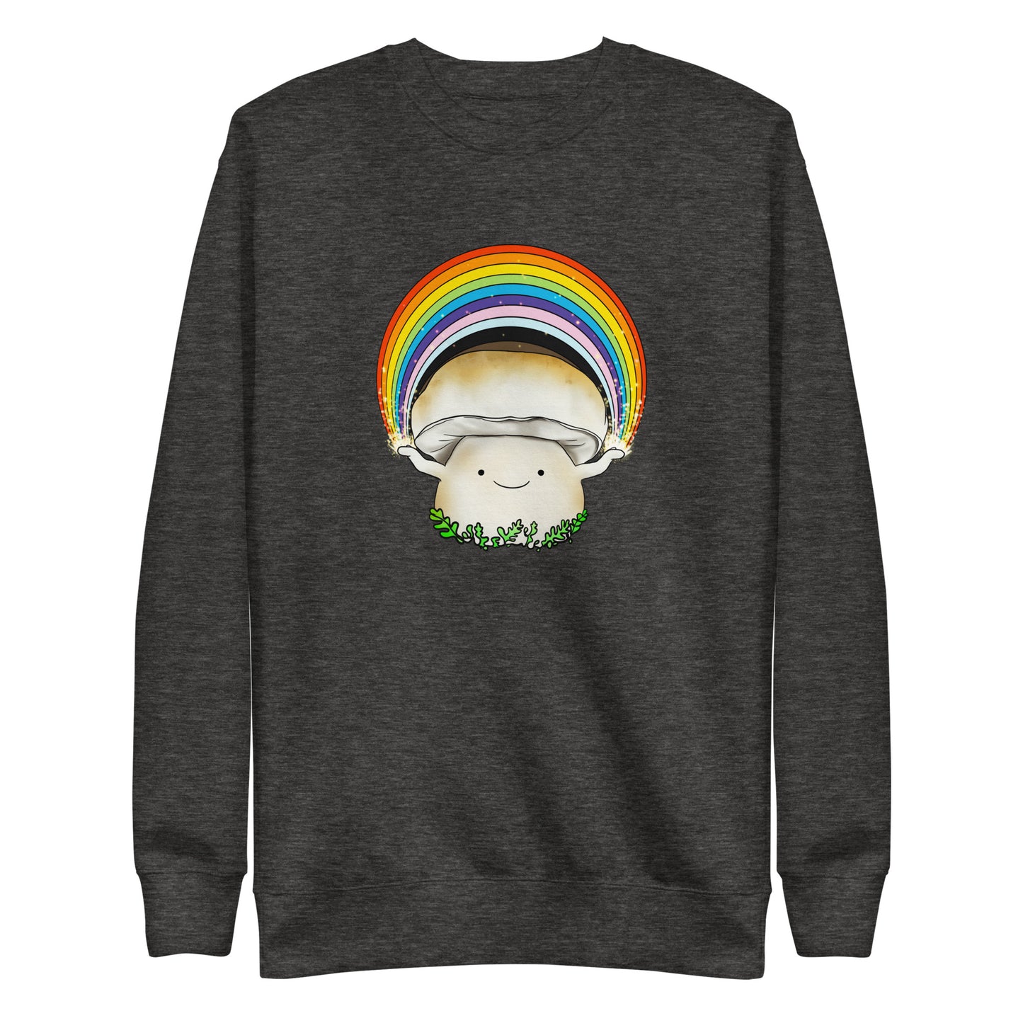 Porcini Mushroom Holding Pride Rainbow | Unisex Sweatshirt | Adorable Pride Mushroom Apparel