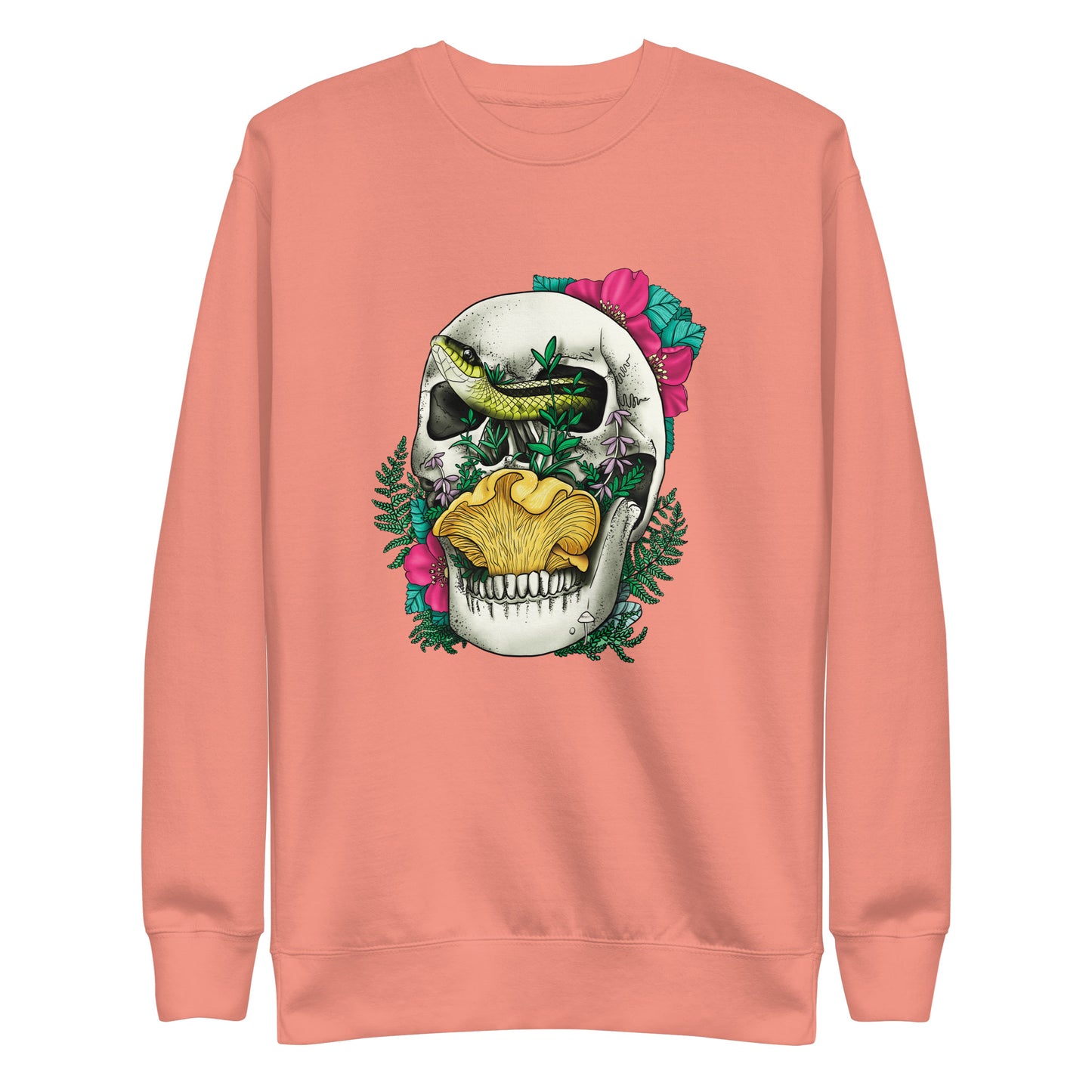 Skull, Snake and Chanterelle Mushroom | Unisex Sweatshirt | Morbid Mushroom Apparel