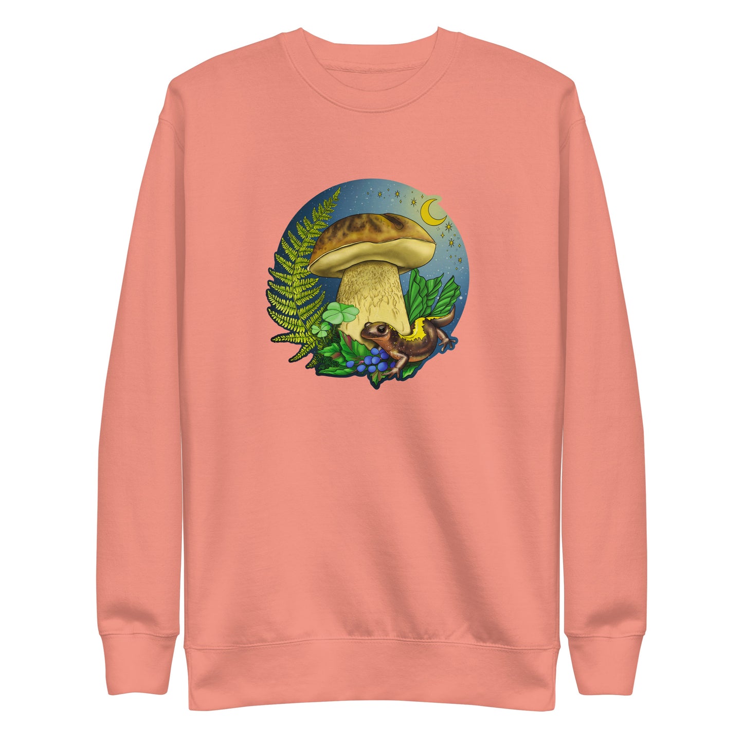 Porcini Mushroom and Salamander | Unisex Premium Sweatshirt | Beautiful Mushroom Apparel