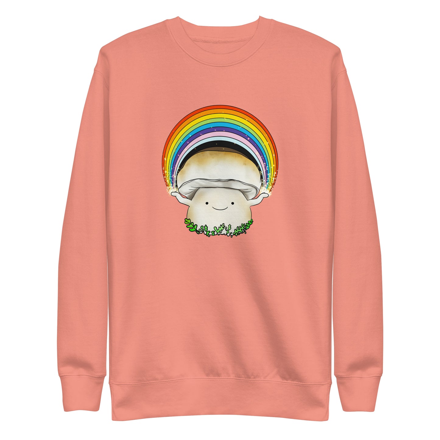 Porcini Mushroom Holding Pride Rainbow | Unisex Sweatshirt | Adorable Pride Mushroom Apparel