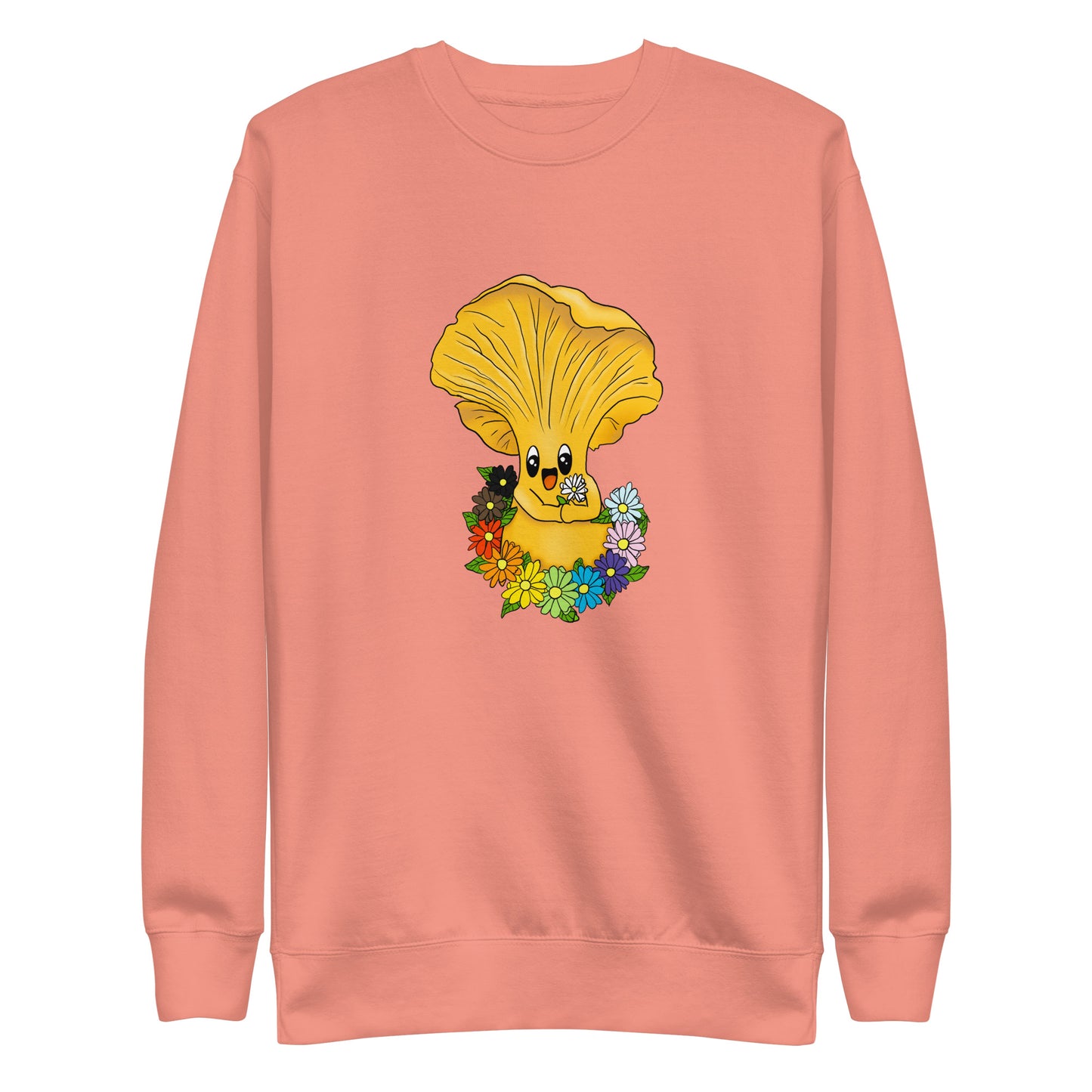Chanterelle Mushroom w/Pride Rainbow Flowers | Unisex Sweatshirt | Adorable Pride Mushroom Apparel