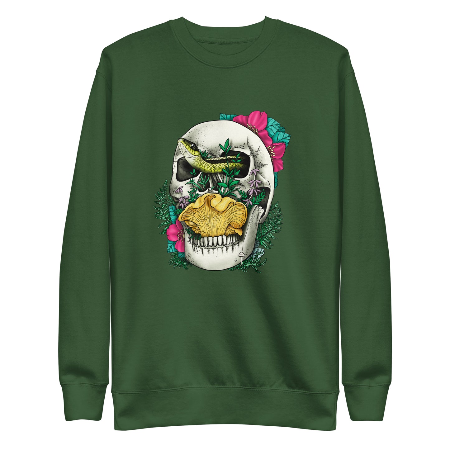 Skull, Snake and Chanterelle Mushroom | Unisex Sweatshirt | Morbid Mushroom Apparel