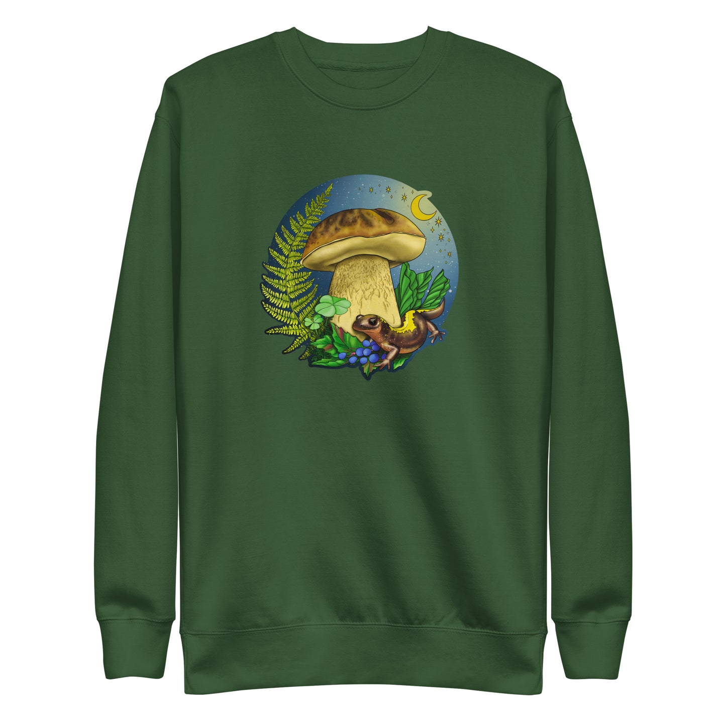 Porcini Mushroom and Salamander | Unisex Premium Sweatshirt | Beautiful Mushroom Apparel