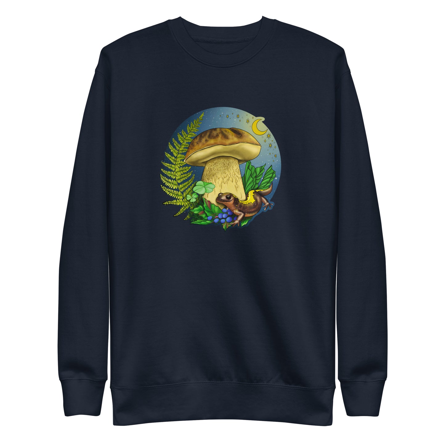 Porcini Mushroom and Salamander | Unisex Premium Sweatshirt | Beautiful Mushroom Apparel