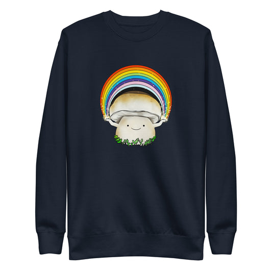 Porcini Mushroom Holding Pride Rainbow | Unisex Sweatshirt | Adorable Pride Mushroom Apparel
