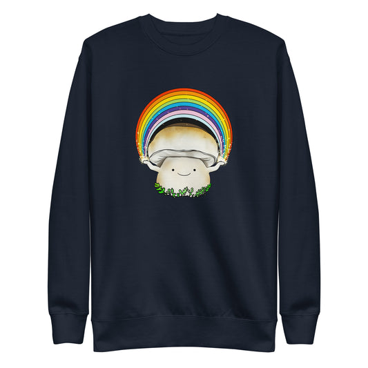 Porcini Mushroom Holding Pride Rainbow | Unisex Sweatshirt | Adorable Pride Mushroom Apparel