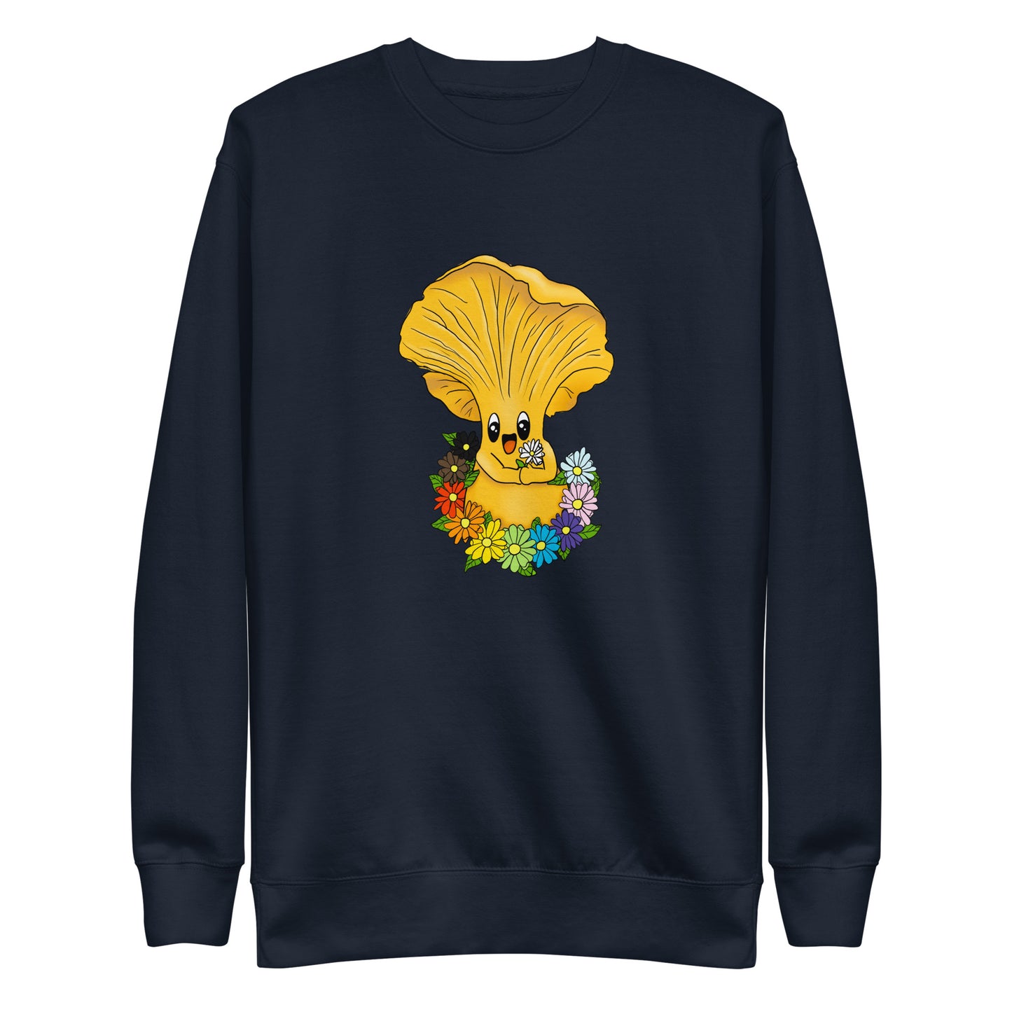 Chanterelle Mushroom w/Pride Rainbow Flowers | Unisex Sweatshirt | Adorable Pride Mushroom Apparel