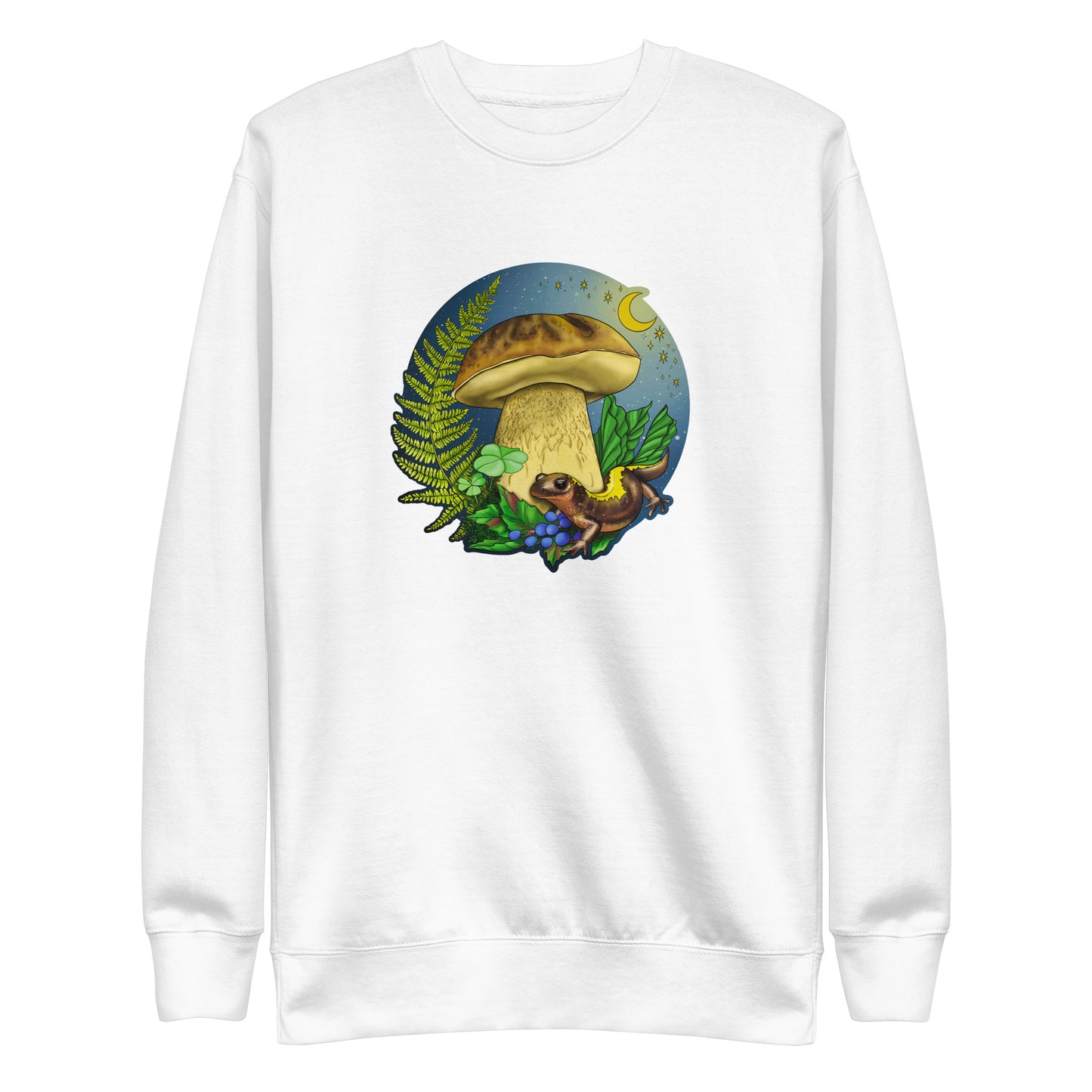 Porcini Mushroom and Salamander | Unisex Premium Sweatshirt | Beautiful Mushroom Apparel