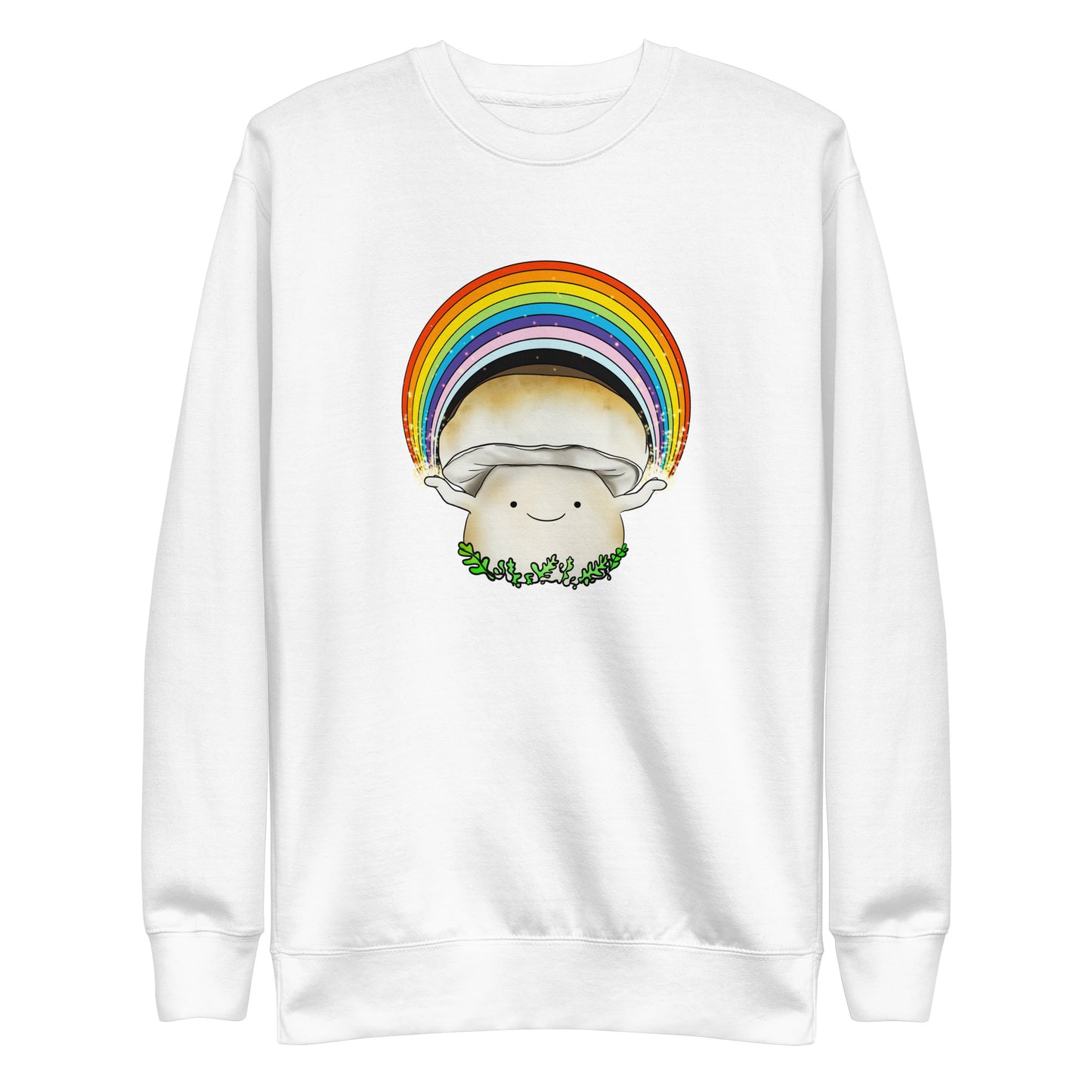 Porcini Mushroom Holding Pride Rainbow | Unisex Sweatshirt | Adorable Pride Mushroom Apparel