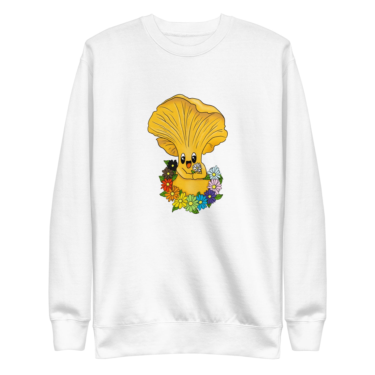 Chanterelle Mushroom w/Pride Rainbow Flowers | Unisex Sweatshirt | Adorable Pride Mushroom Apparel