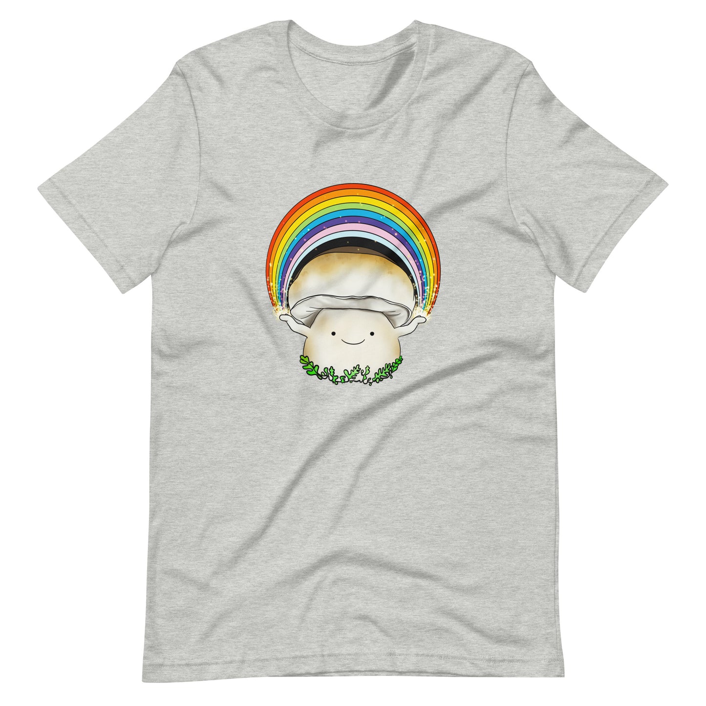 Porcini Mushroom Holding Rainbow | 100% Cotton T-Shirt | Pride Mushroom Apparel
