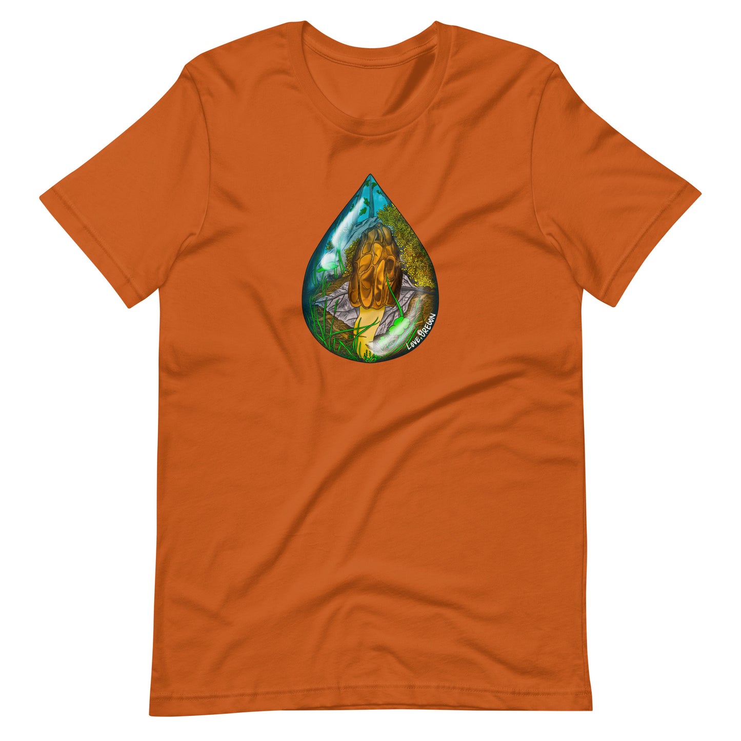 Morel Raindrop | Unisex t-shirt | "Love, Oregon" Series