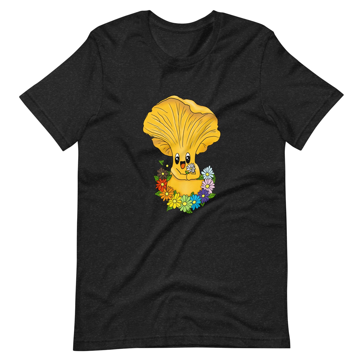 Chanterelle Pride Mushroom w/Rainbow Flowers | Unisex T-Shirt | Pride Mushroom Apparel