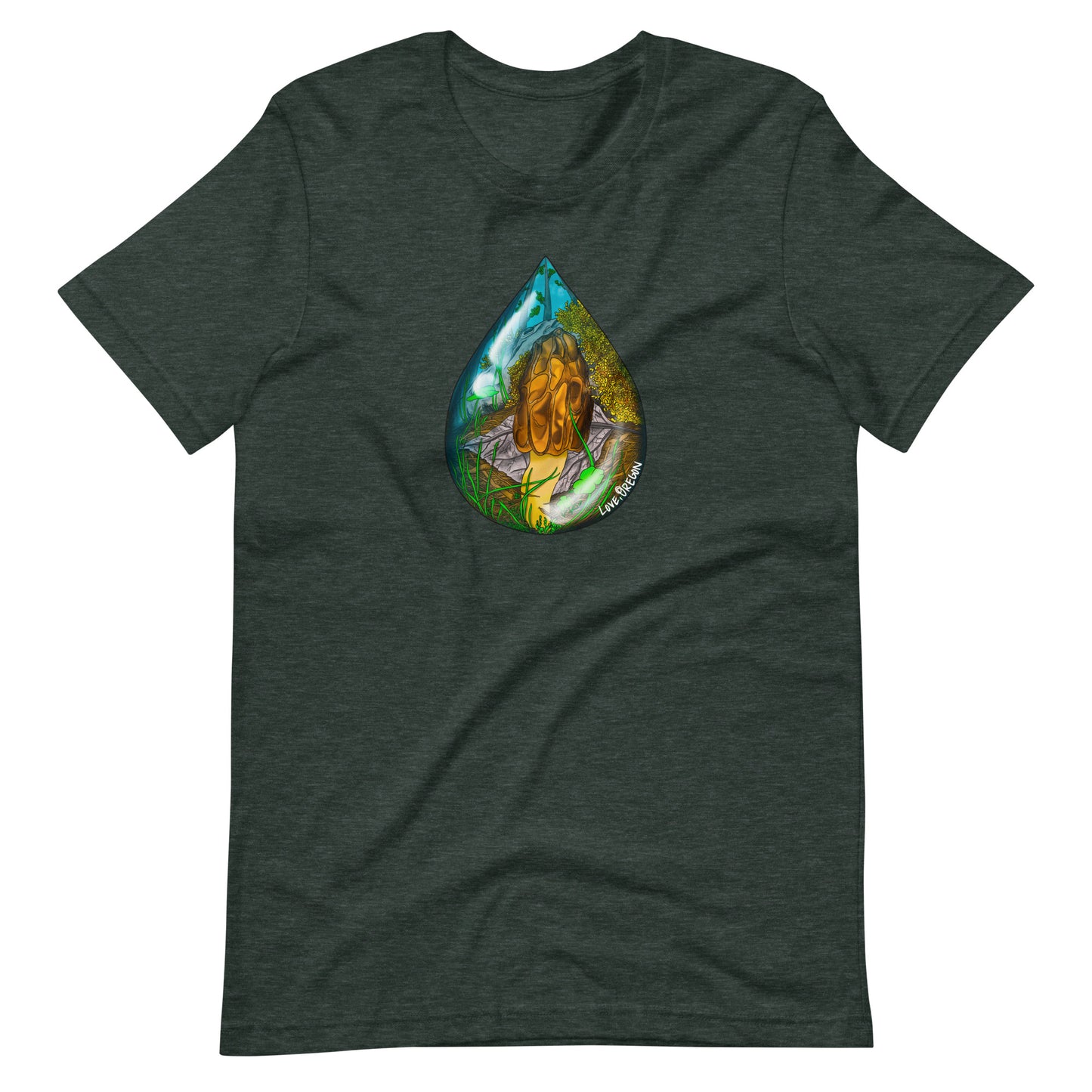 Morel Raindrop | Unisex t-shirt | "Love, Oregon" Series