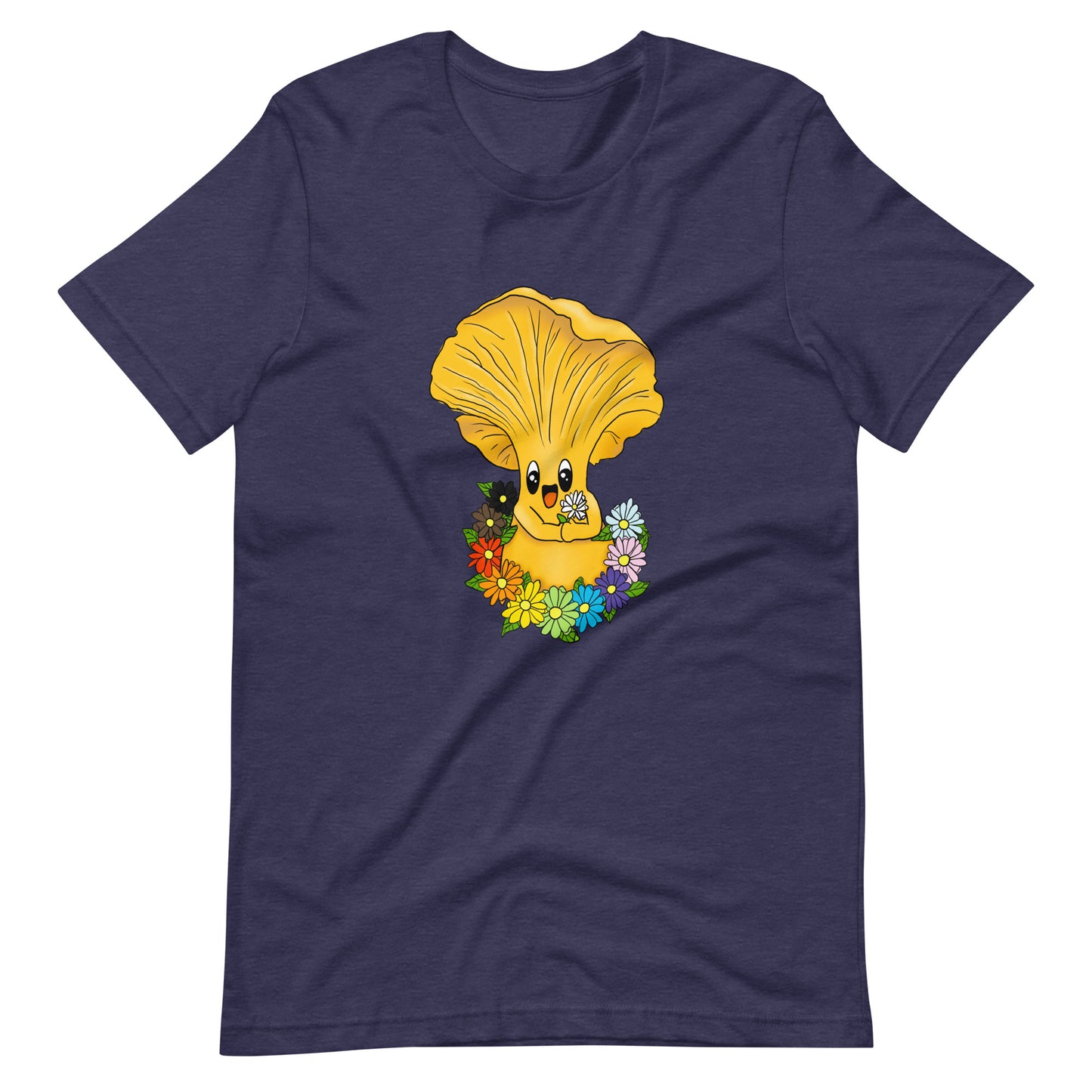 Chanterelle Pride Mushroom w/Rainbow Flowers | Unisex T-Shirt | Pride Mushroom Apparel