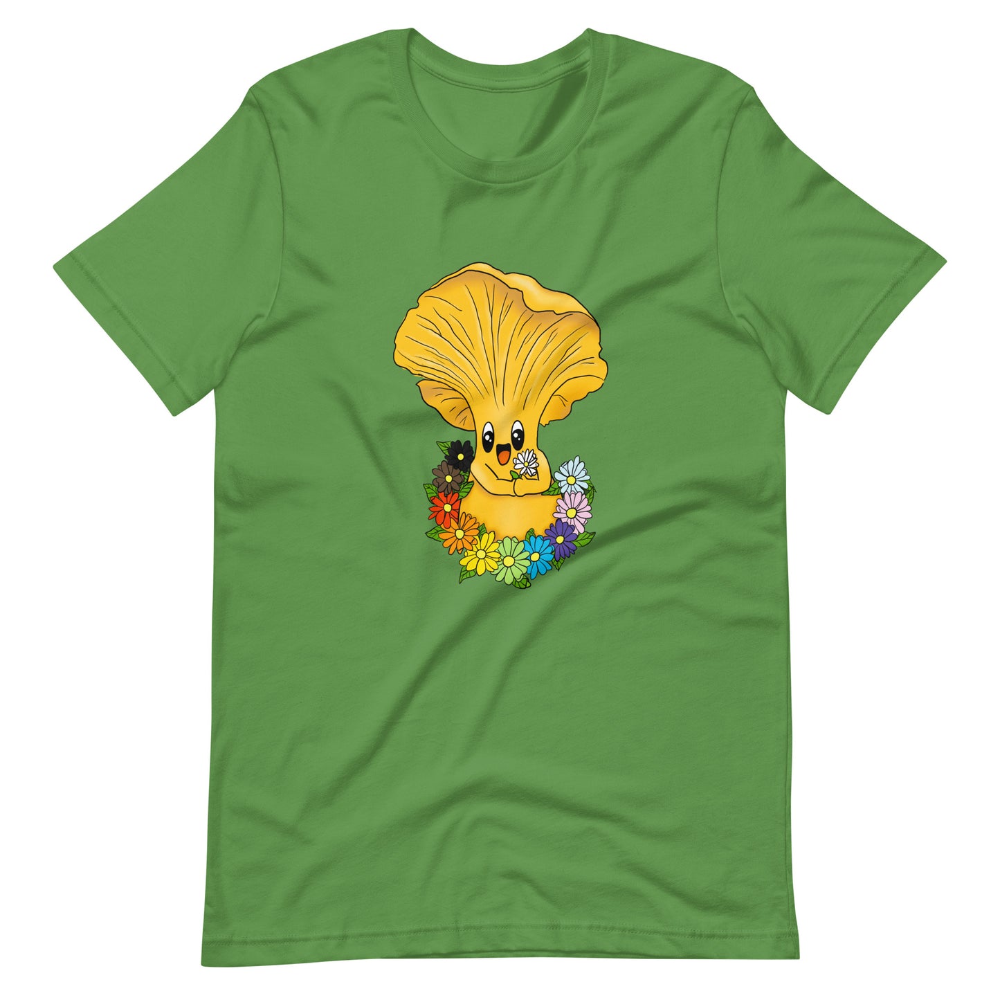 Chanterelle Pride Mushroom w/Rainbow Flowers | Unisex T-Shirt | Pride Mushroom Apparel