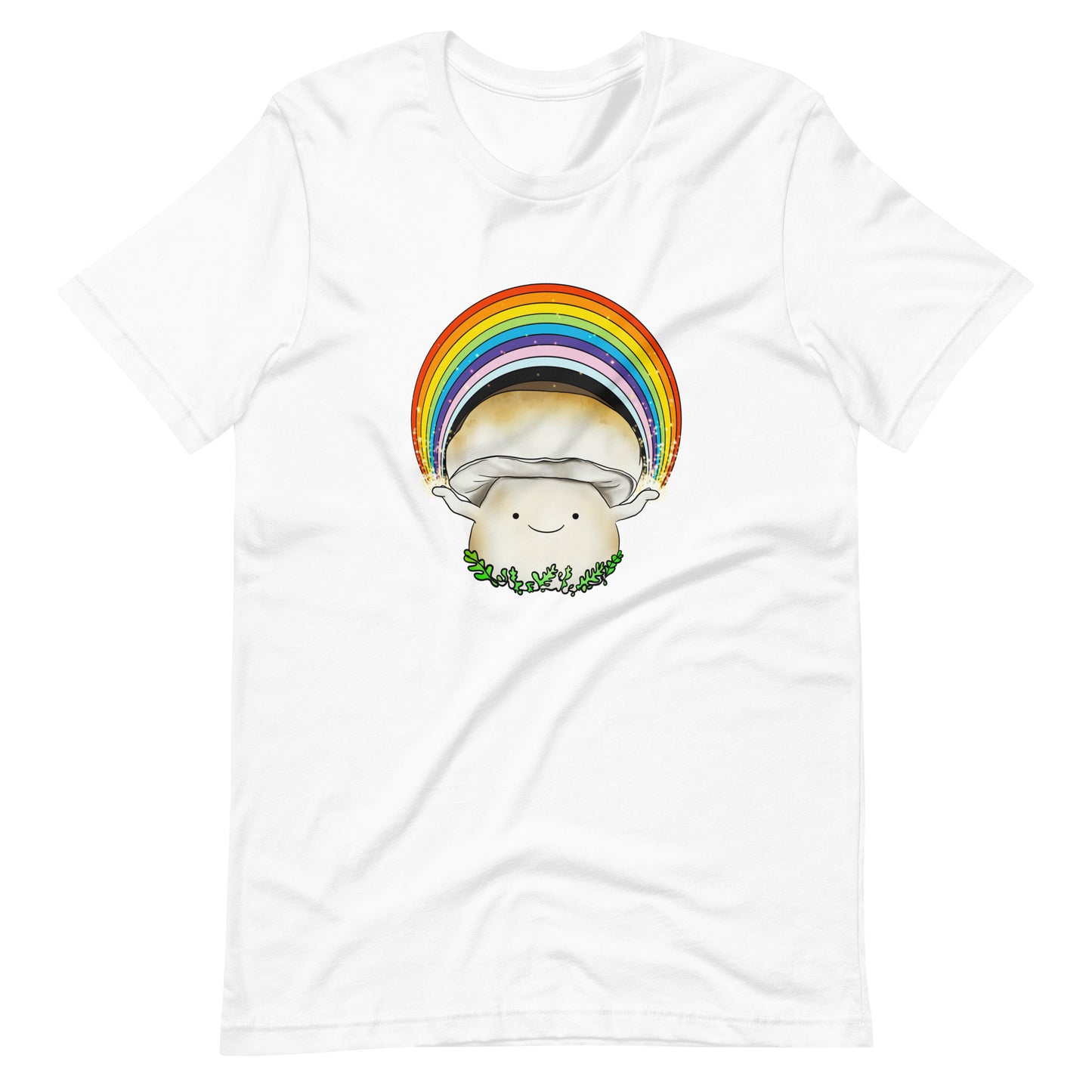 Porcini Mushroom Holding Rainbow | Unisex T-Shirt | Pride Mushroom Apparel