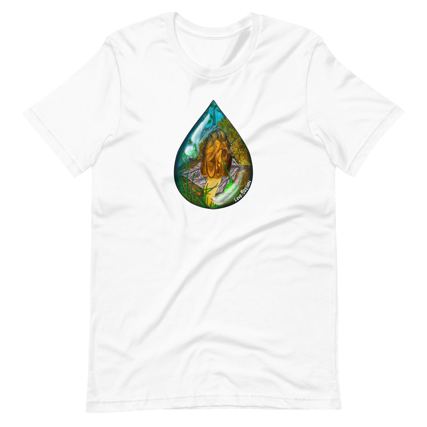 Morel Raindrop | Unisex t-shirt | "Love, Oregon" Series