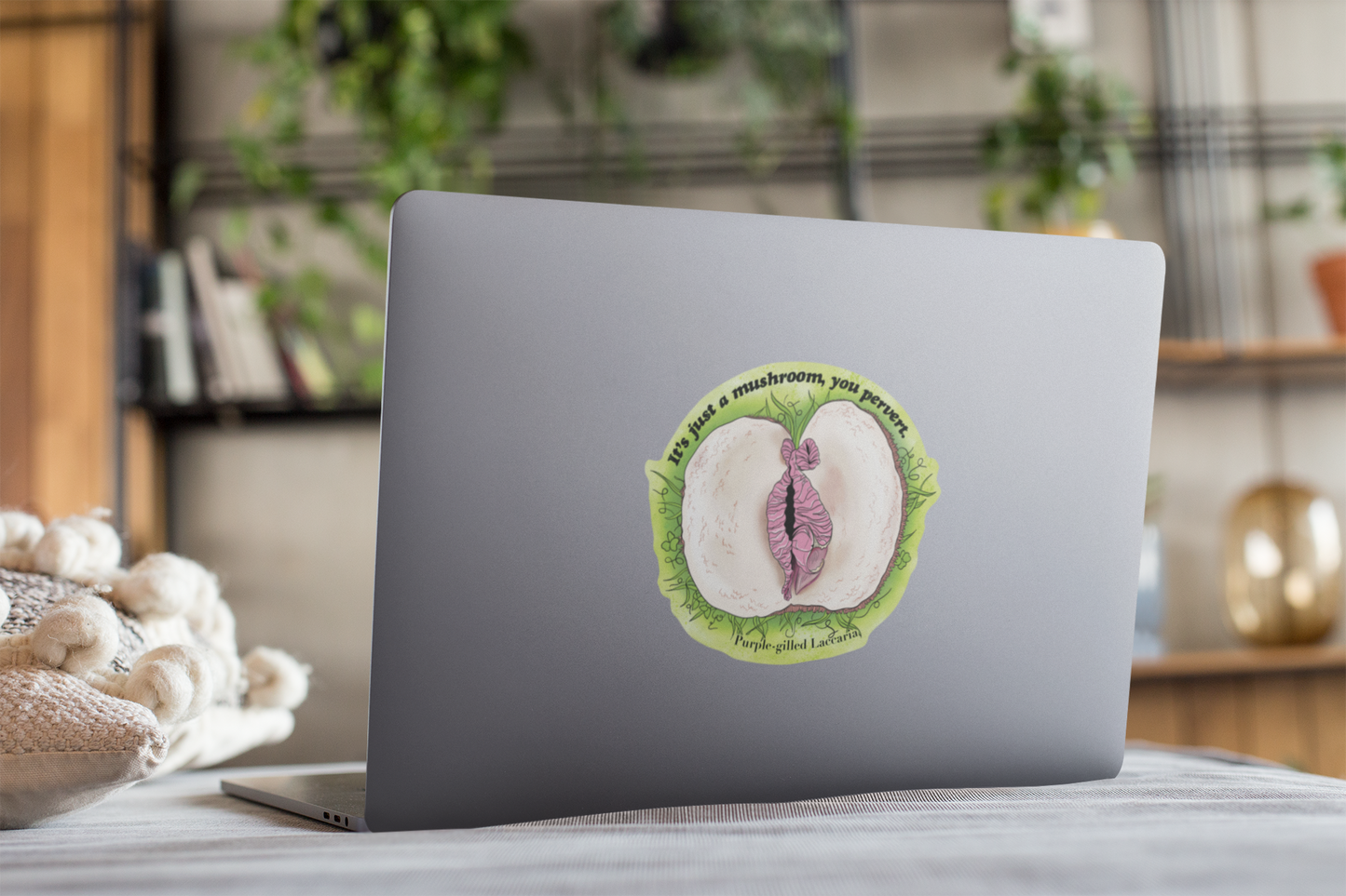 Purple Gilled Laccaria | Adult Humor Mushroom Sticker | It's Just a Mushroom, You Pervert