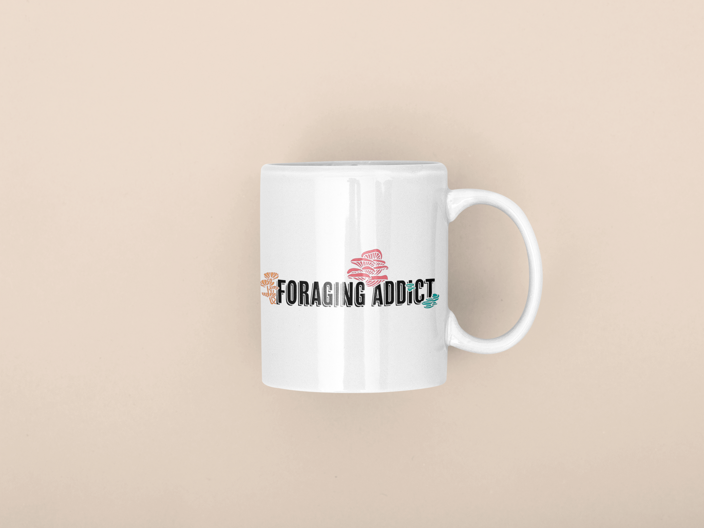 Foraging Addict | Funny Mushroom Mug | Mushroom Artwork on Ceramic Cup | 11oz/15oz Sizes