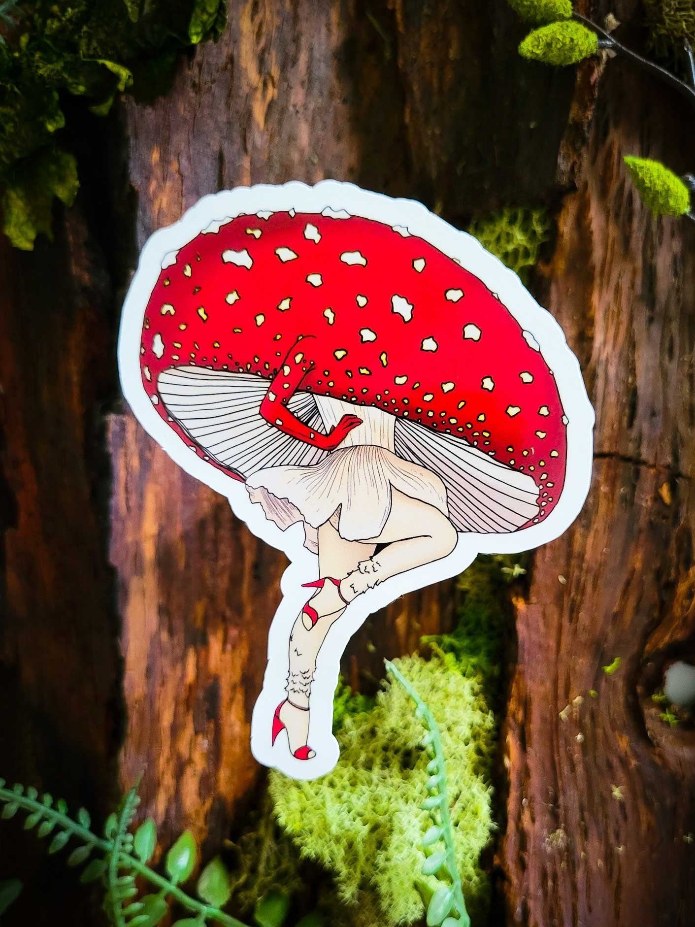 Miss Amanita | Mushroom Pinup Girl Sticker