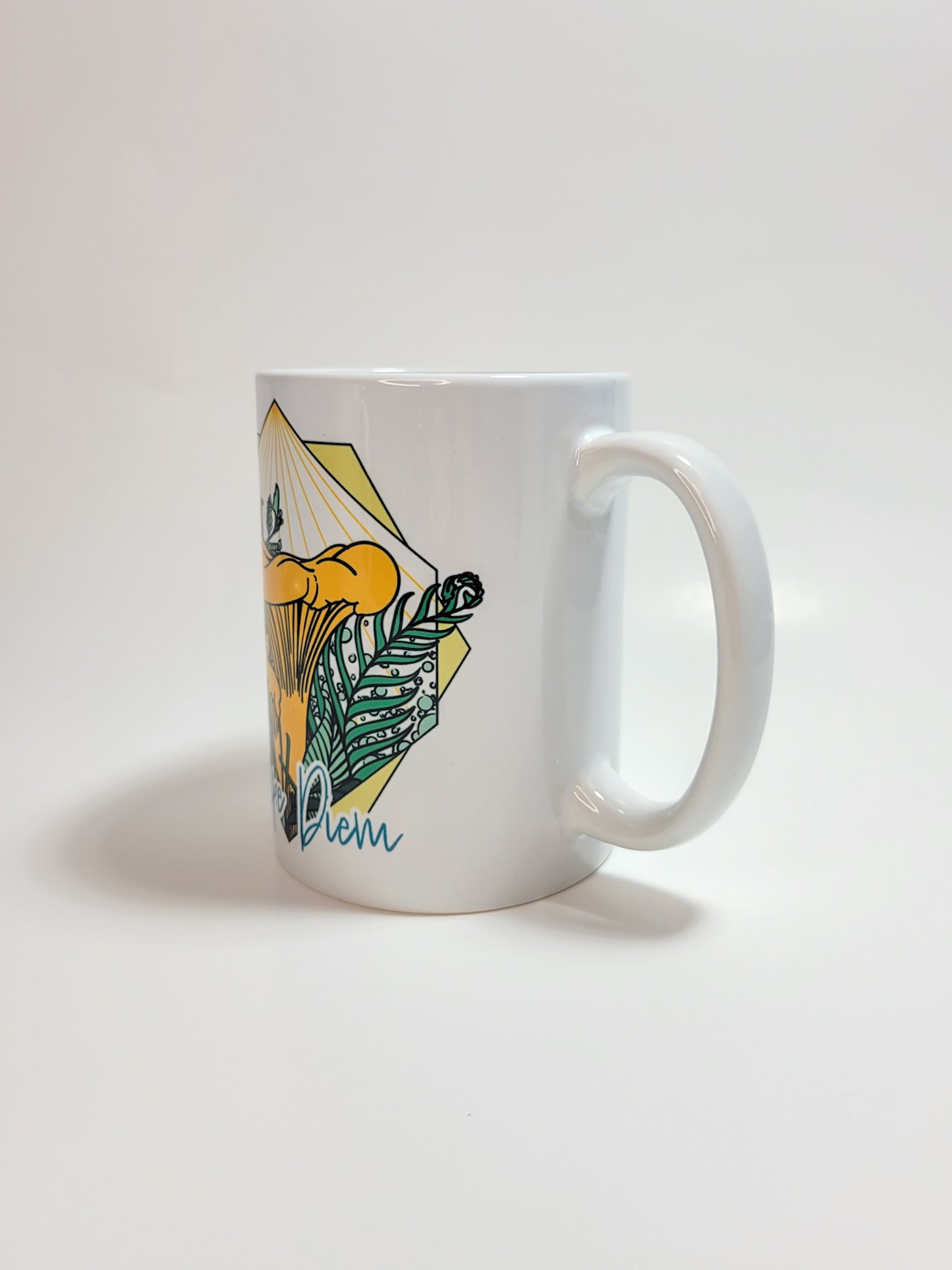 Carpe Diem Chanterelle | Mushroom Mug | Mushroom Artwork on Ceramic Cup | 11oz/15oz Sizes