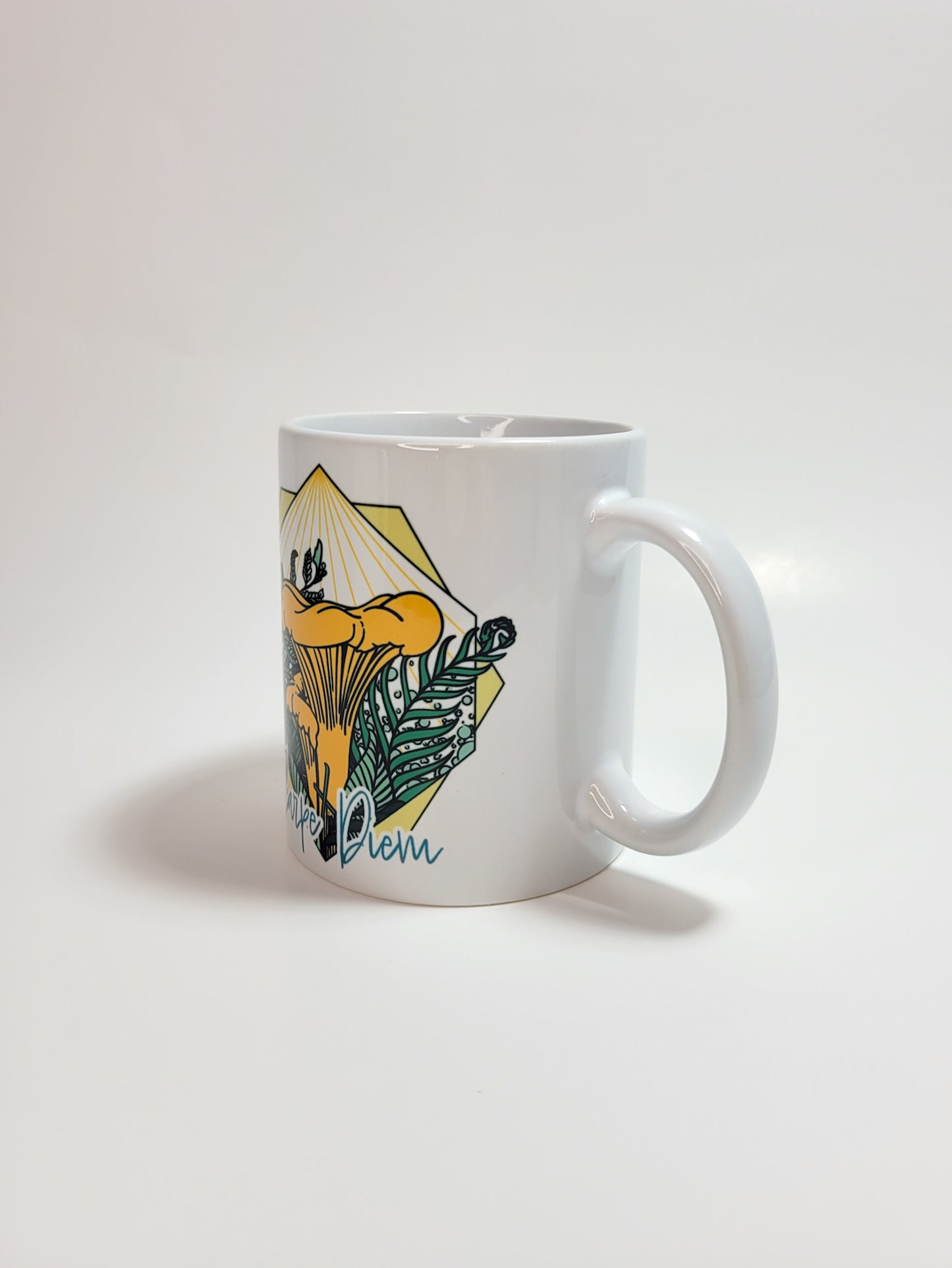 Carpe Diem Chanterelle | Mushroom Mug | Mushroom Artwork on Ceramic Cup | 11oz/15oz Sizes