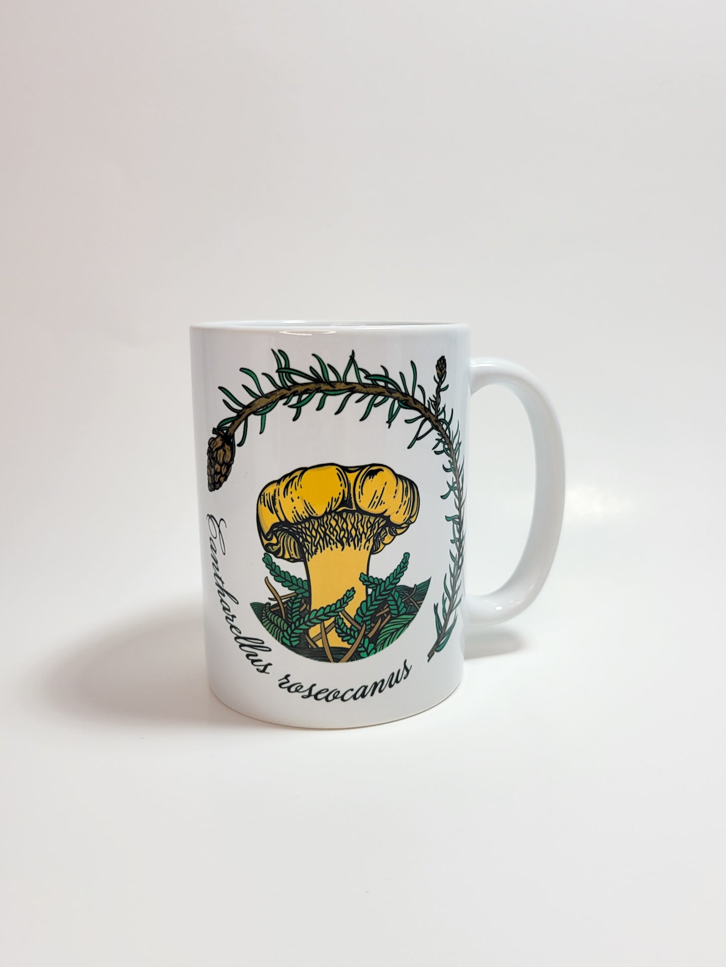 Cantharellus Roseocanus | Rainbow Chanterelle Mushroom Mug | Mushroom Artwork on Ceramic Cup | 11oz/15oz Sizes