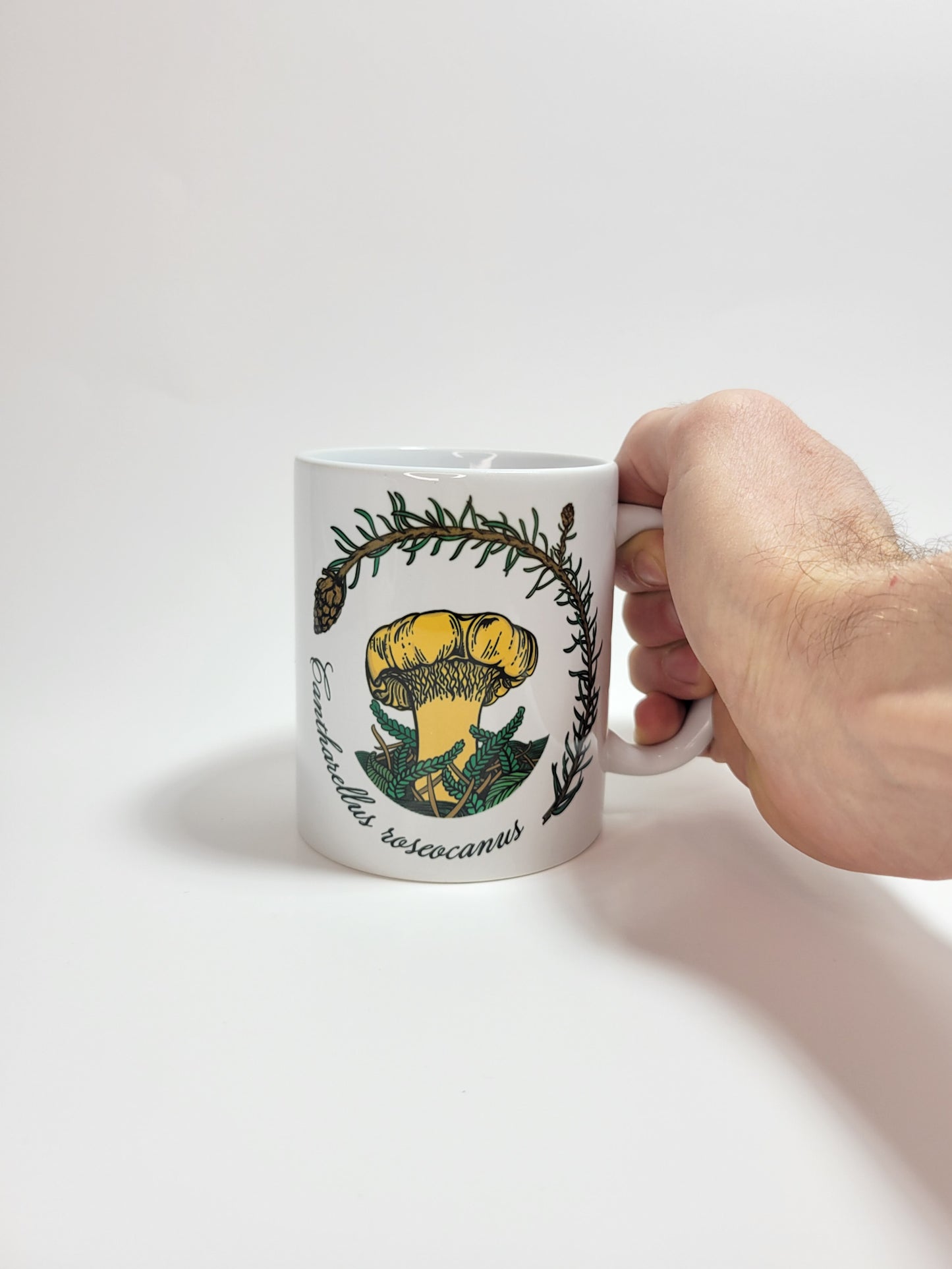 Cantharellus Roseocanus | Rainbow Chanterelle Mushroom Mug | Mushroom Artwork on Ceramic Cup | 11oz/15oz Sizes