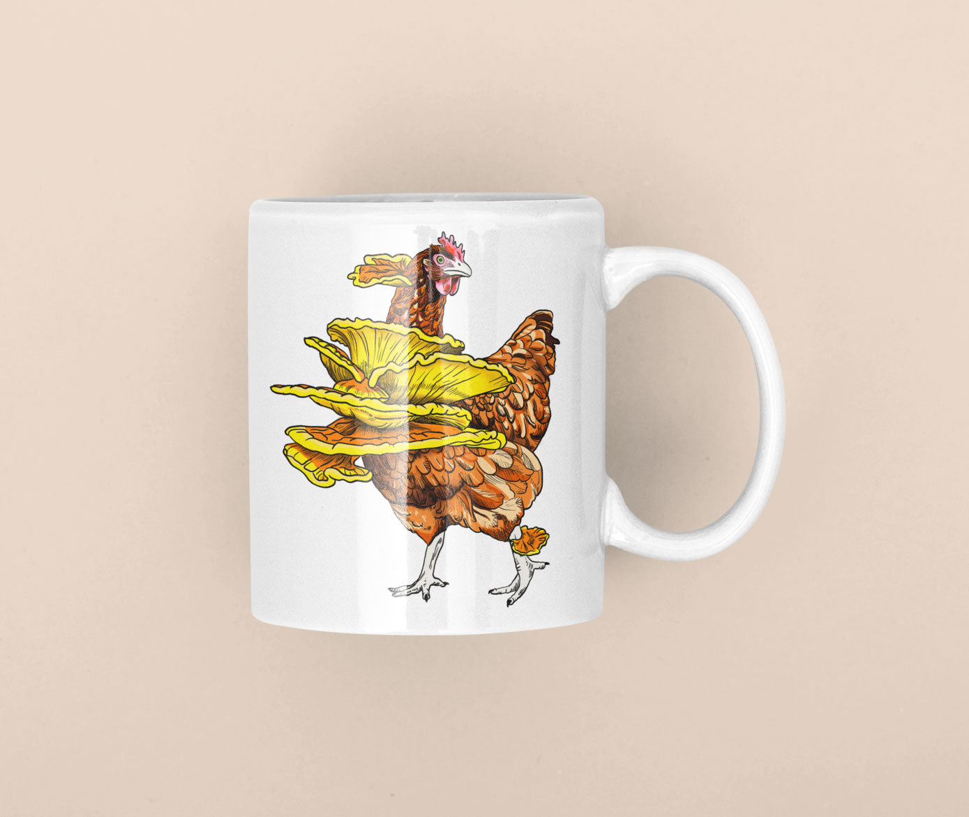 Chicken Of The Woods | Funny Mushroom Mug | Mushroom Artwork on Ceramic Cup | 11oz/15oz Sizes
