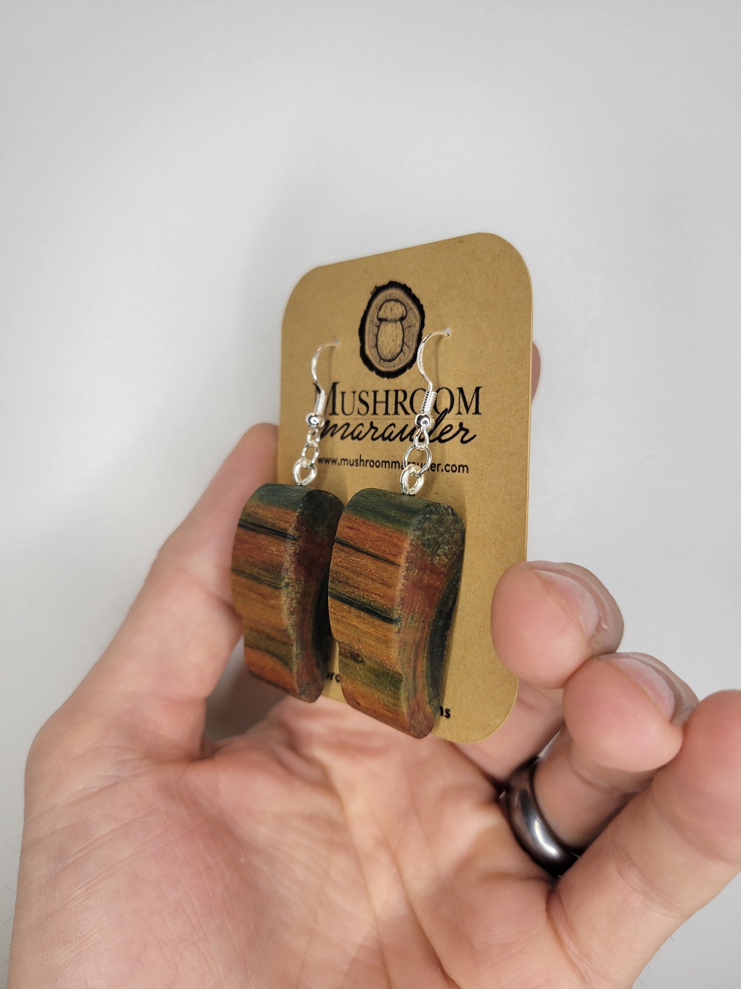 Naturally Fungus-Stained Wooden Earrings