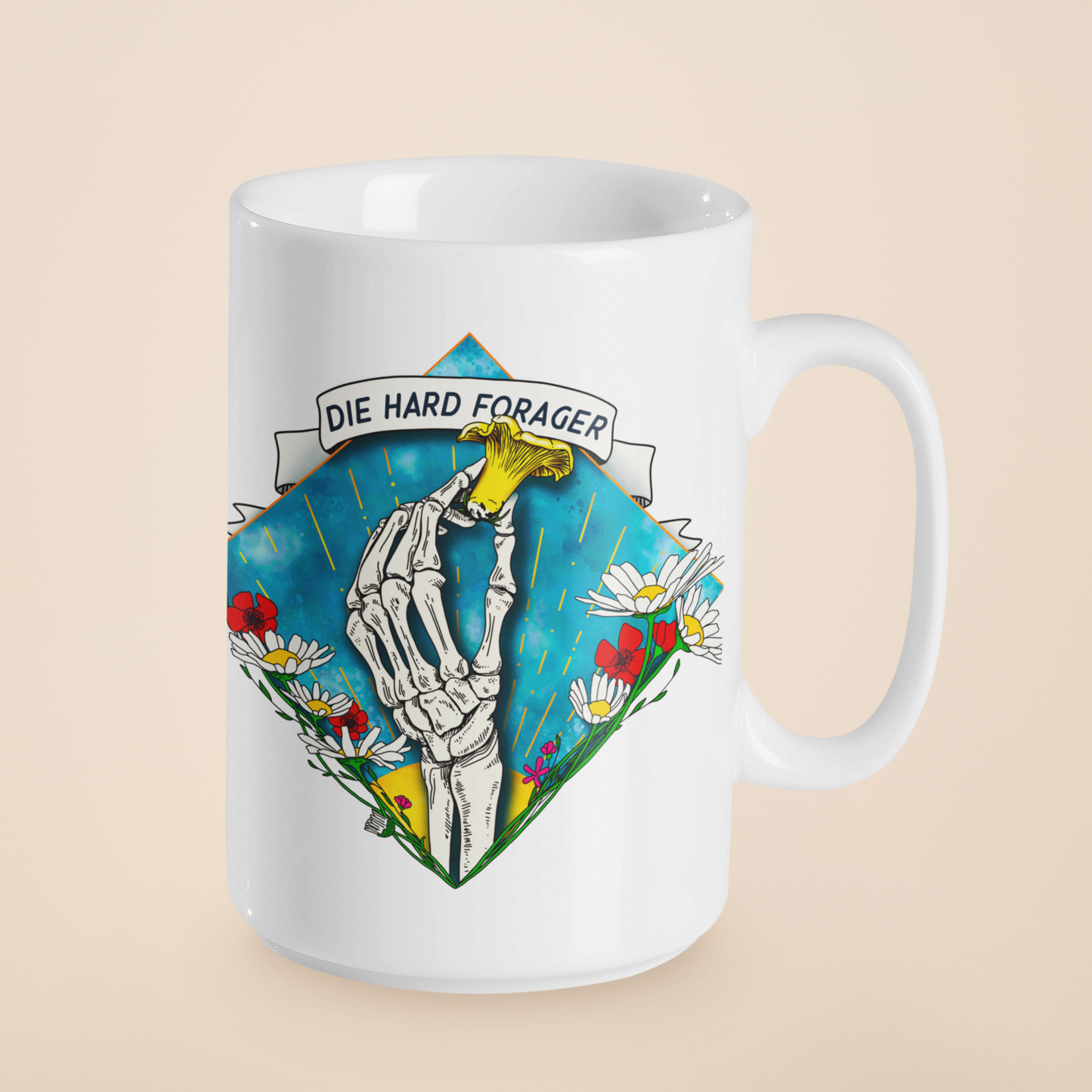 Die Hard Forager | Morbid Mushroom Mug | Mushroom Artwork on Ceramic Cup | 11oz/15oz Sizes