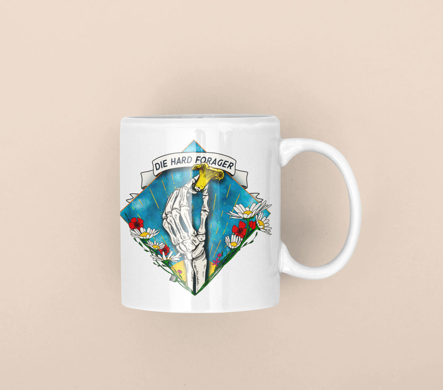 Die Hard Forager | Morbid Mushroom Mug | Mushroom Artwork on Ceramic Cup | 11oz/15oz Sizes